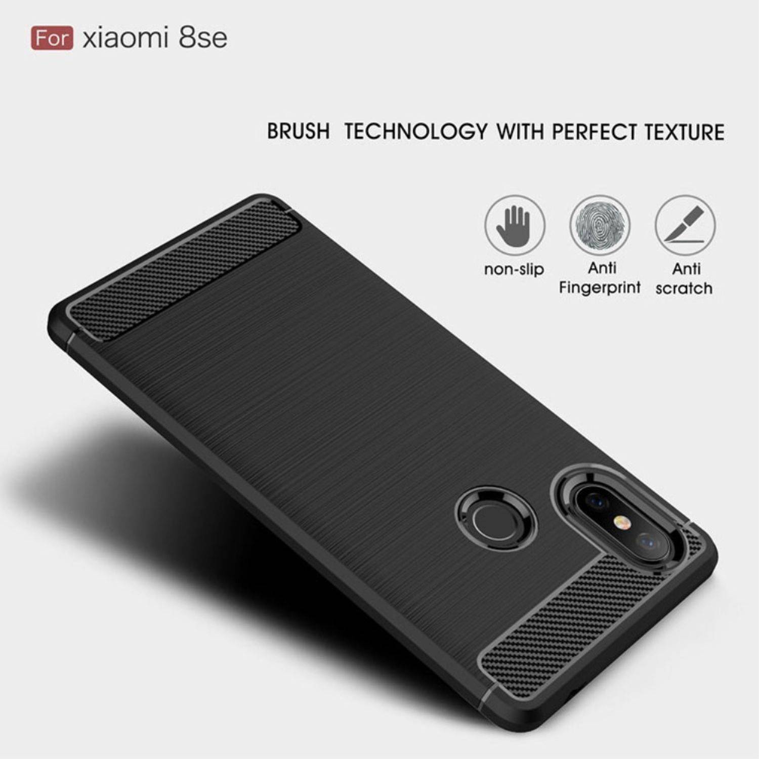 Xiaomi Mi 8 SE Handyhülle Carbon Optik Backcover Blau