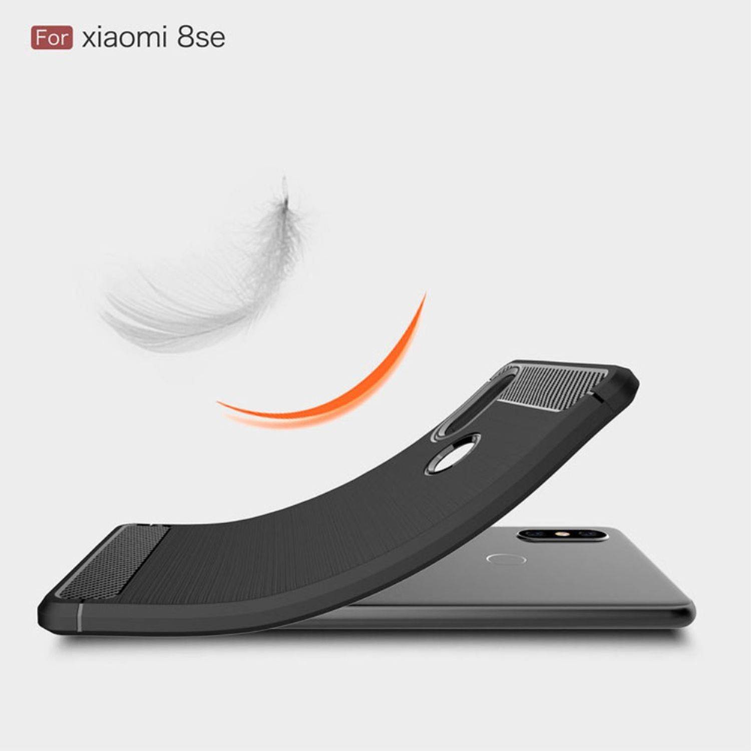 Xiaomi Mi 8 SE Handyhülle Carbon Optik Backcover Blau