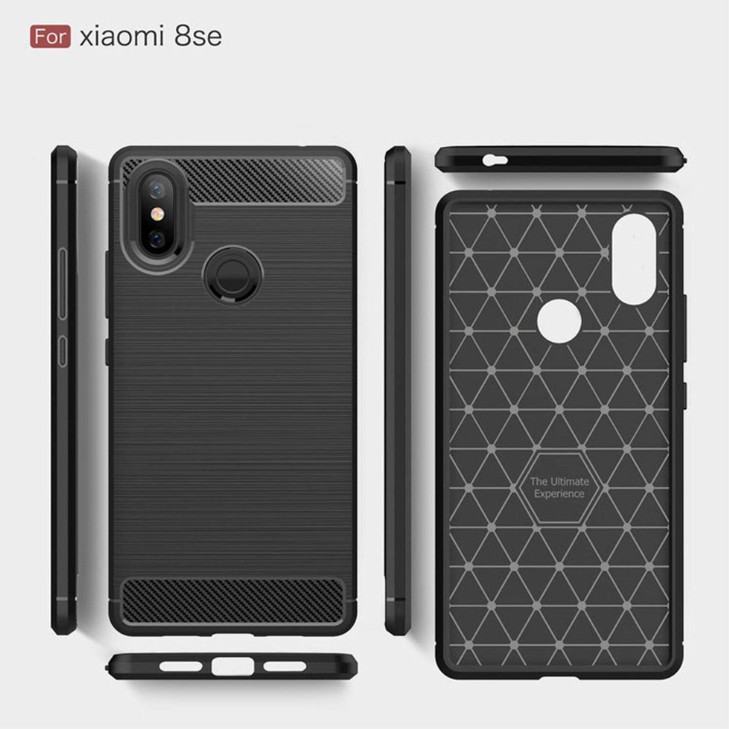 Xiaomi Mi 8 SE Handyhülle Carbon Optik Backcover Blau
