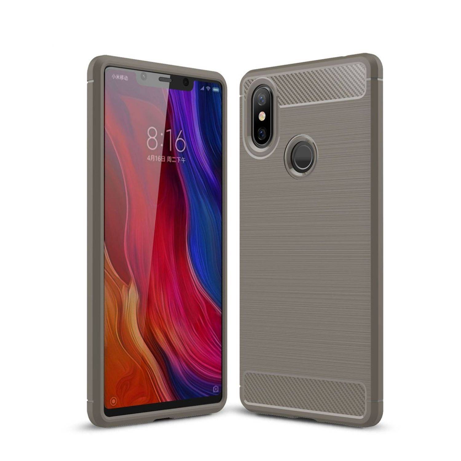Xiaomi Mi 8 SE Handyhülle Carbon Optik Backcover Grau