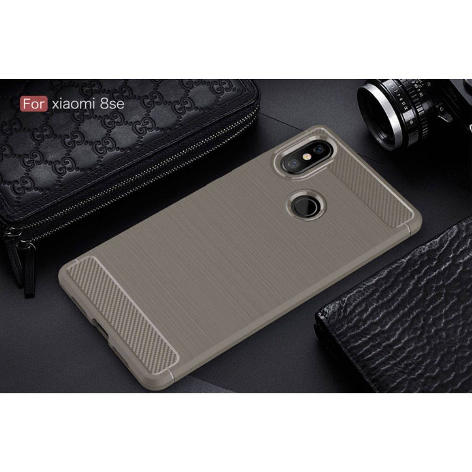 Xiaomi Mi 8 SE Handyhülle Carbon Optik Backcover Grau