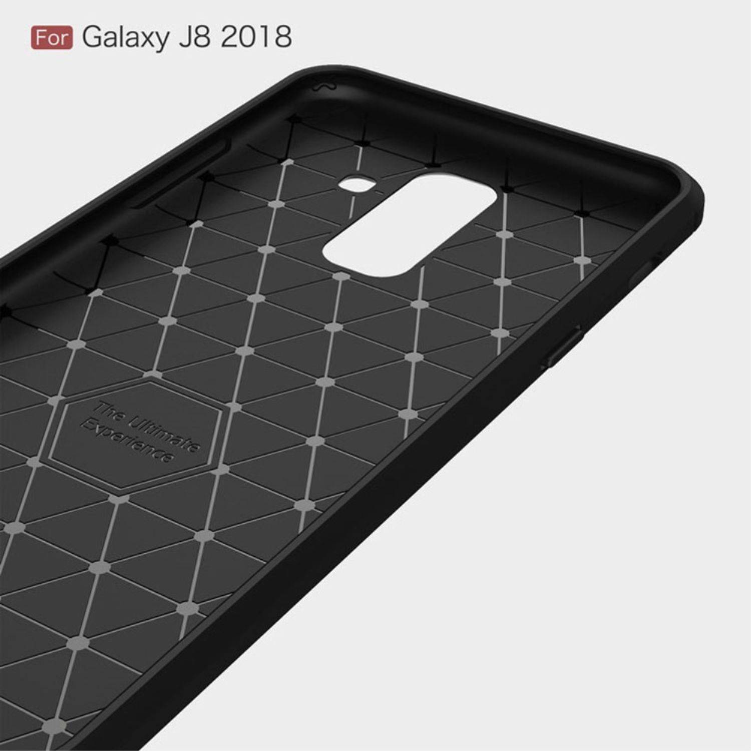 Samsung Galaxy J8 (2018) Handyhülle Carbon Optik Backcover Schwarz