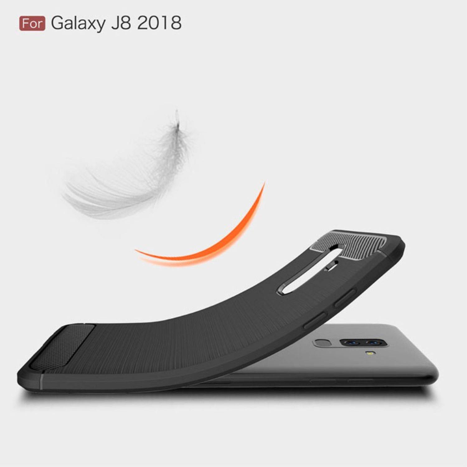 Samsung Galaxy J8 (2018) Handyhülle Carbon Optik Backcover Schwarz