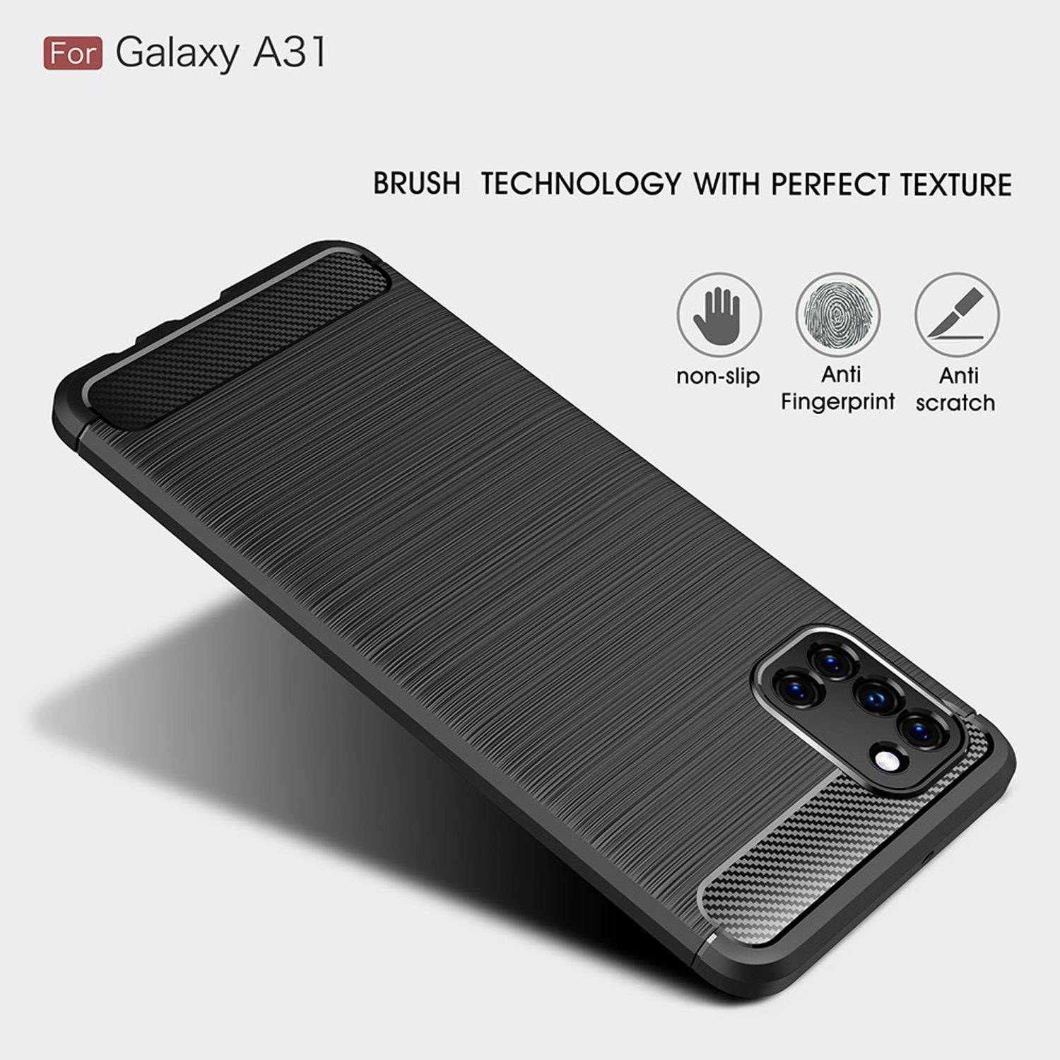 Samsung Galaxy A31 Handyhülle Carbon Optik Backcover Blau