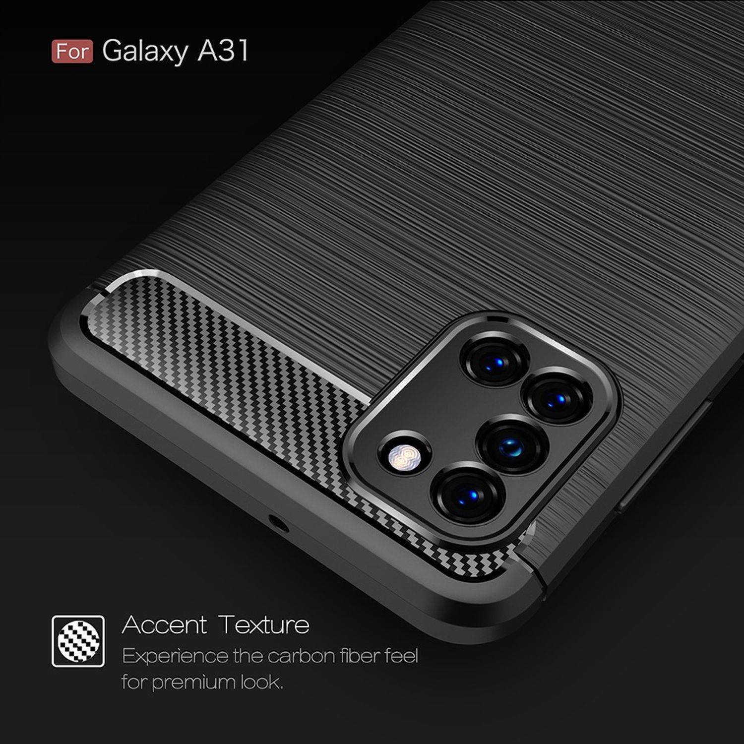Samsung Galaxy A31 Handyhülle Carbon Optik Backcover Blau