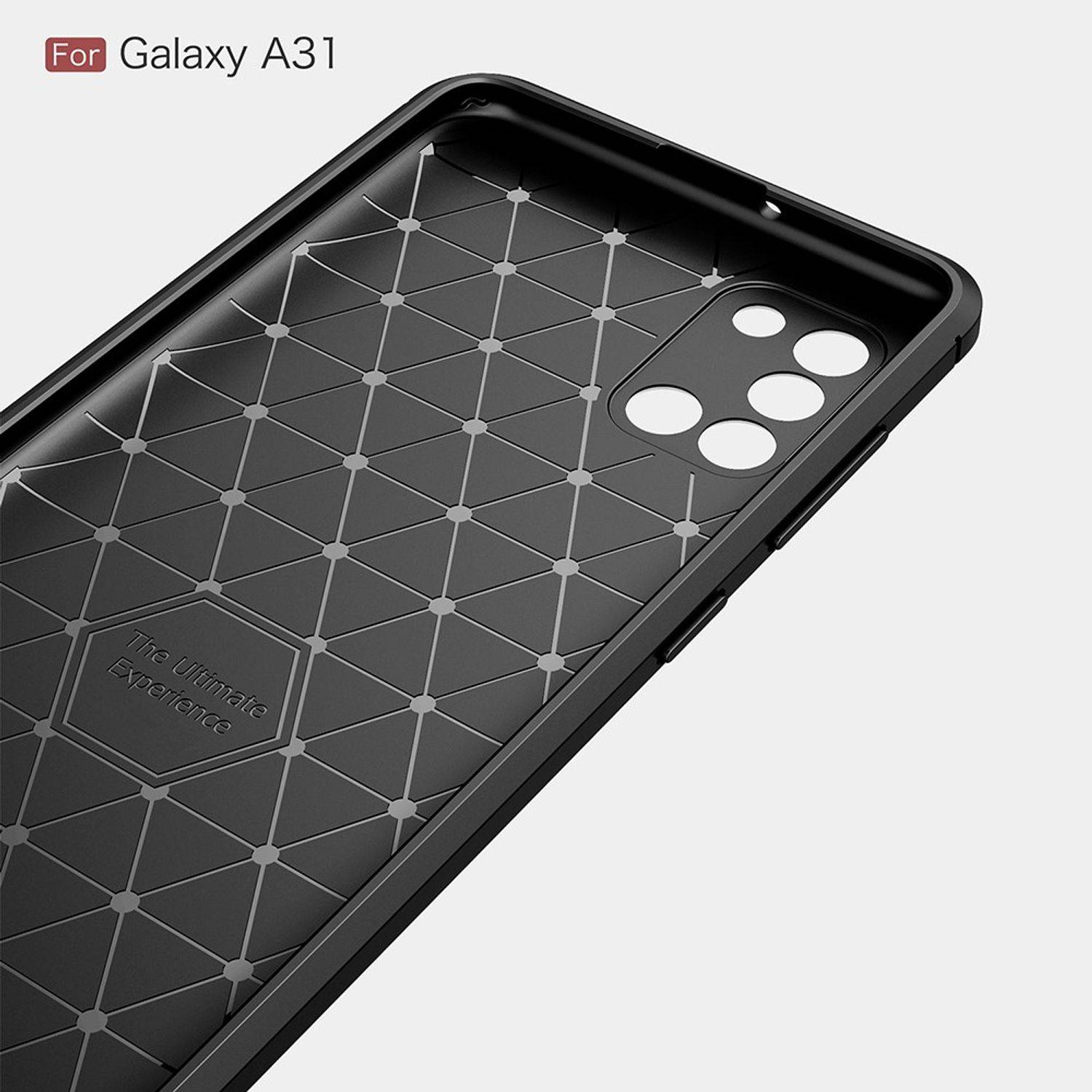 Samsung Galaxy A31 Handyhülle Carbon Optik Backcover Blau