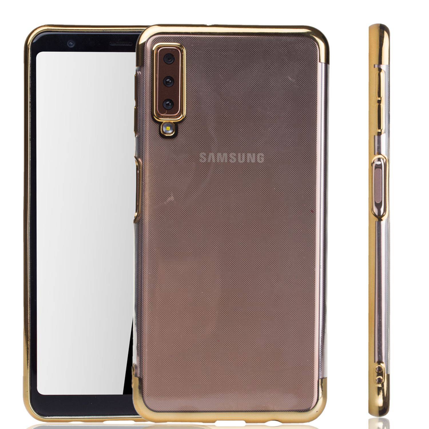 Samsung Galaxy A7 (2018) Handyhülle Bumper Backcover Gold