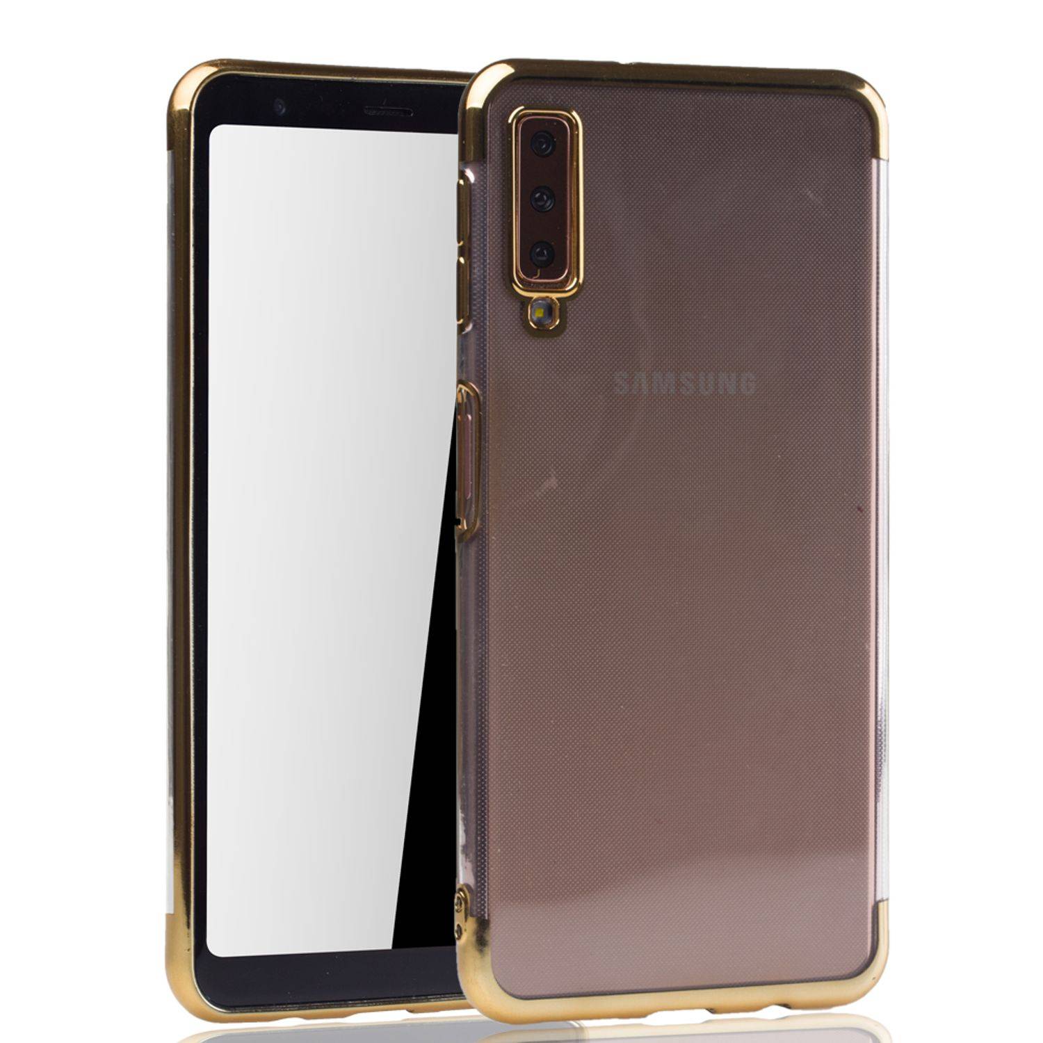 Samsung Galaxy A7 (2018) Handyhülle Bumper Backcover Gold