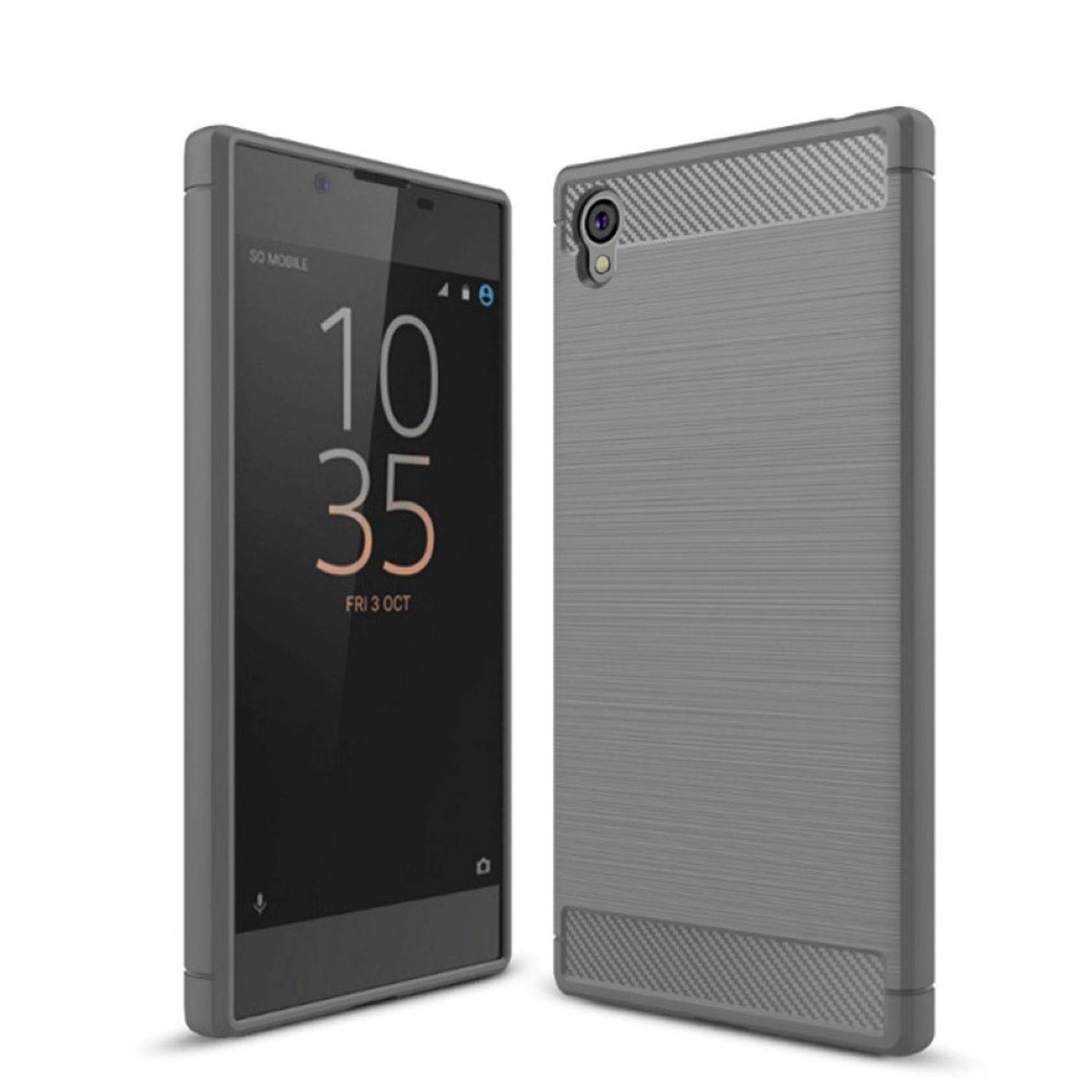 Sony Xperia L1 Handyhülle Carbon Optik Backcover Grau
