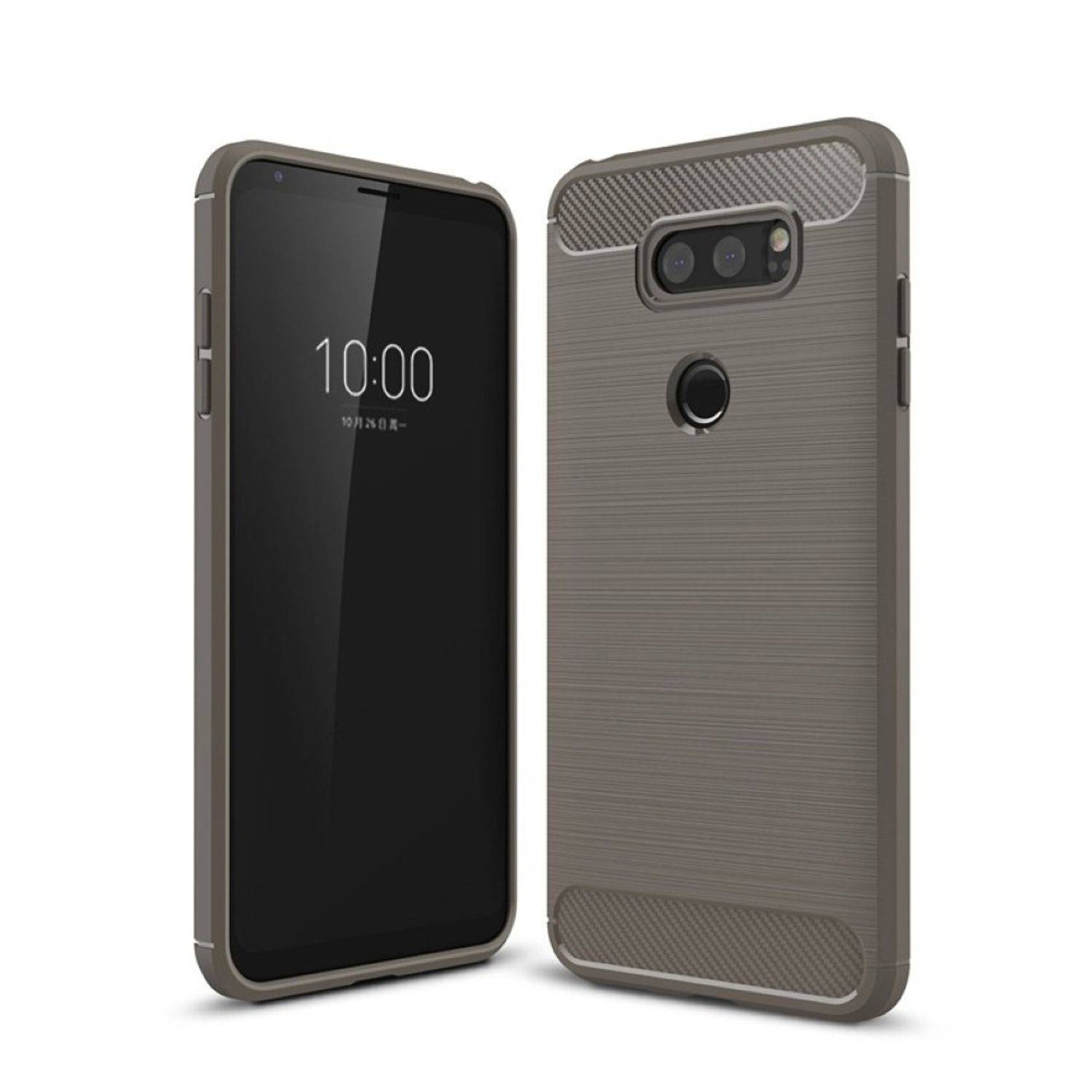 LG Q8 Handyhülle Carbon Optik Backcover Grau