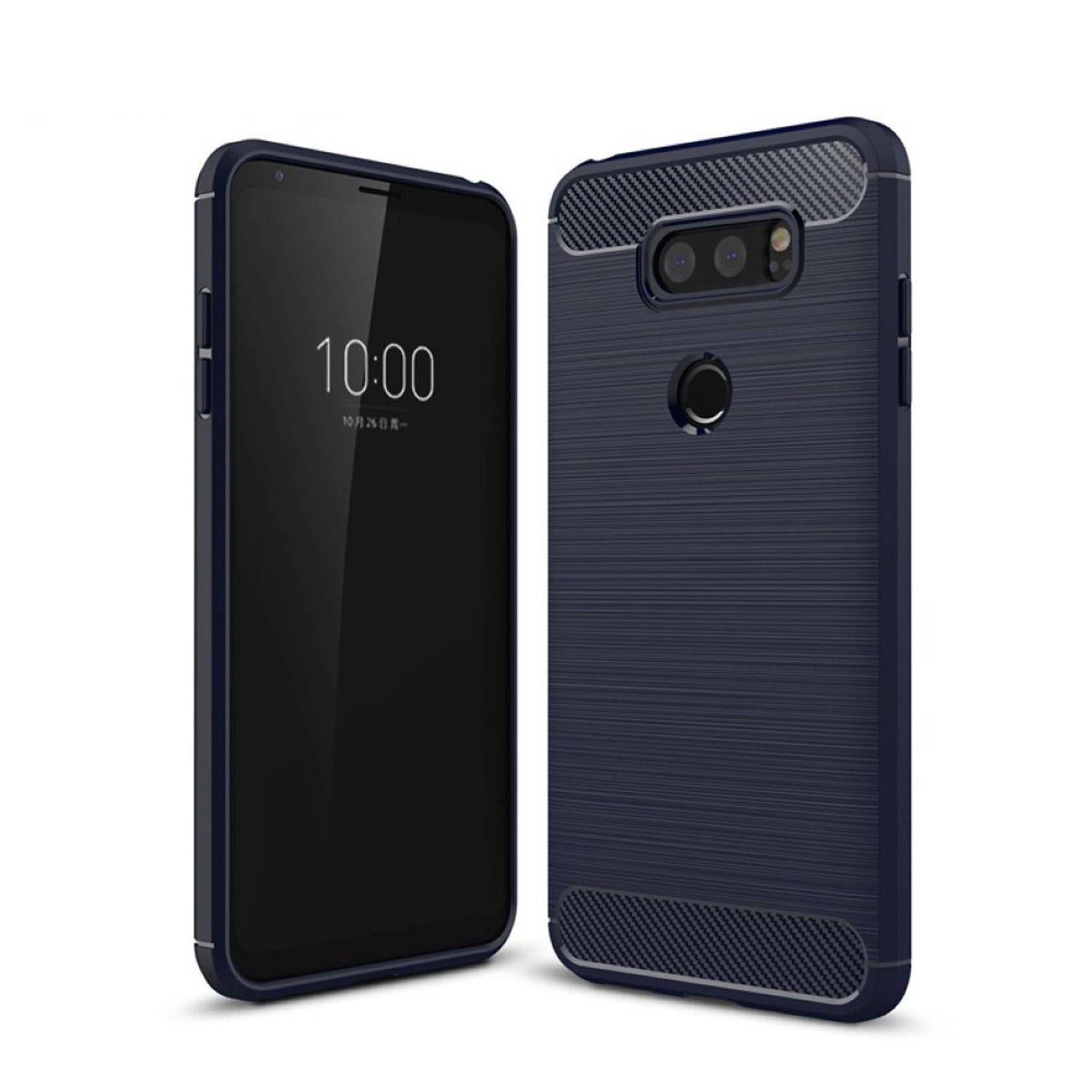 LG Q8 Handyhülle Carbon Optik Backcover Blau