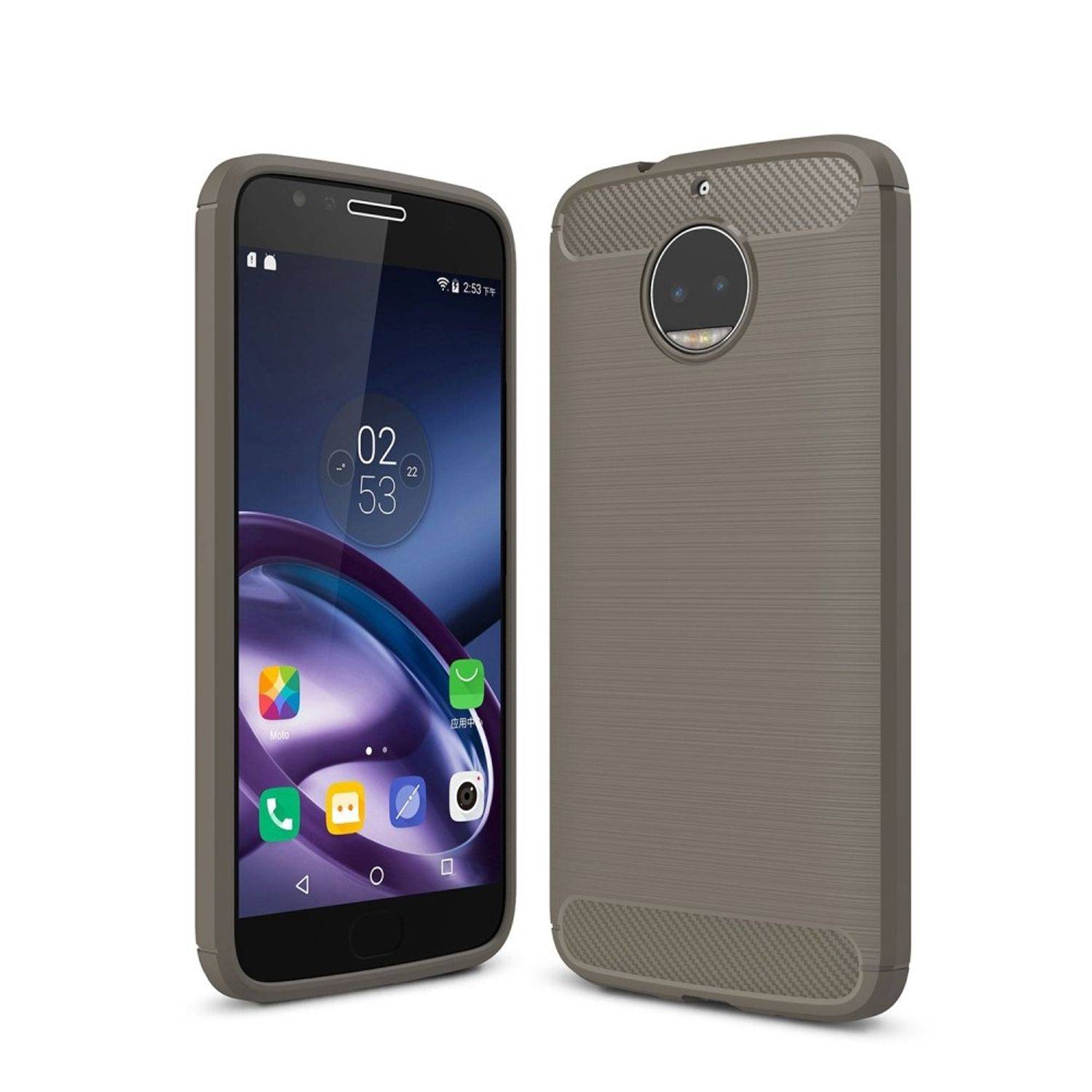 Motorola Moto G5S Plus Handyhülle Carbon Optik Backcover Grau