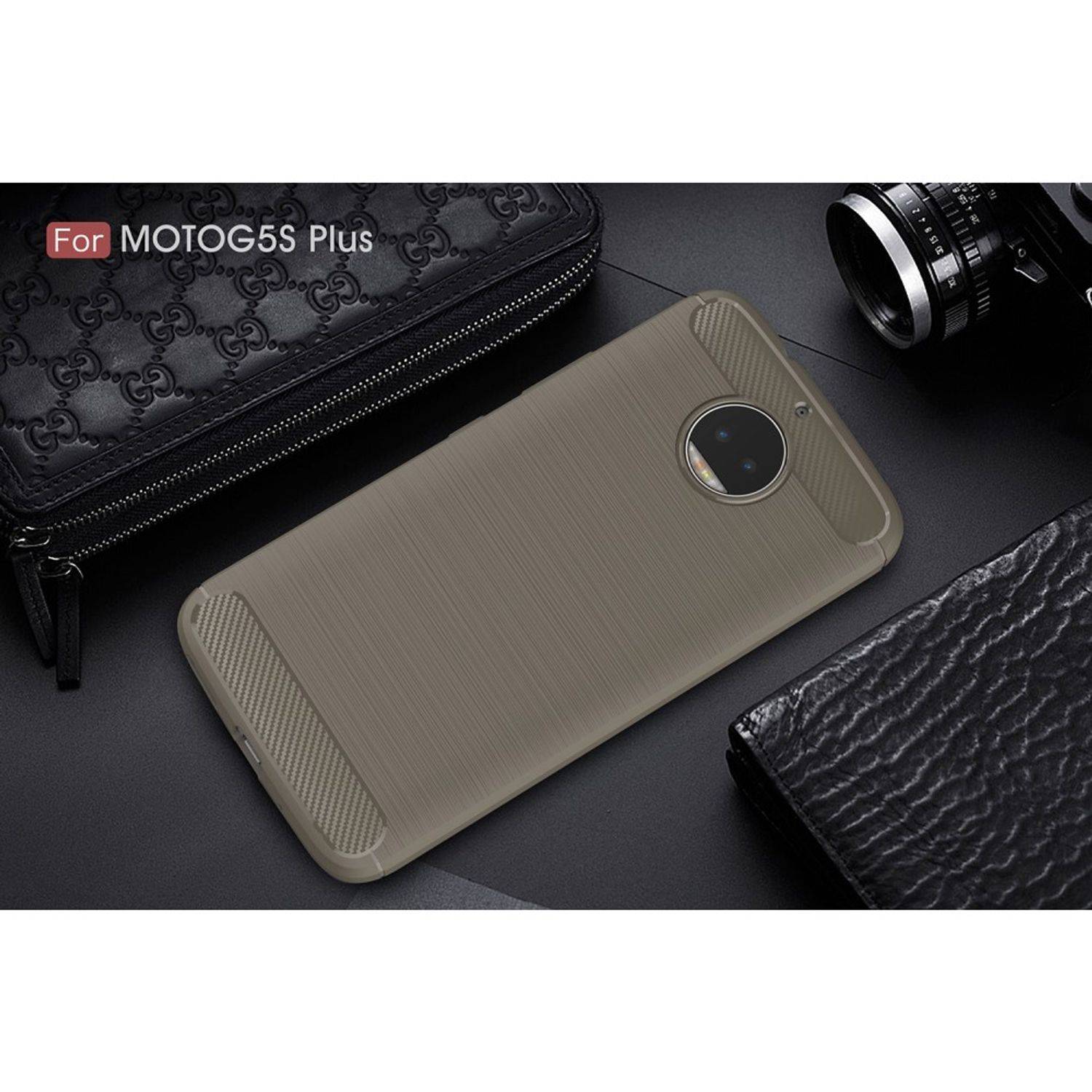 Motorola Moto G5S Plus Handyhülle Carbon Optik Backcover Grau