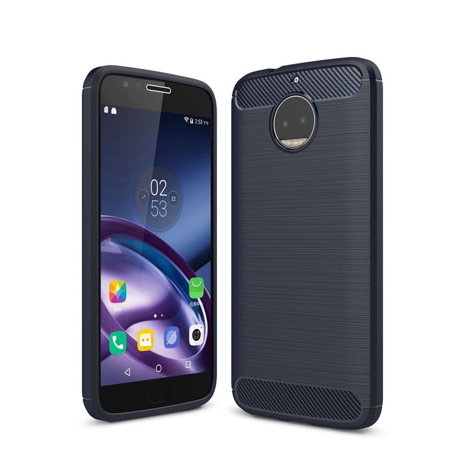 Motorola Moto G5S Plus Handyhülle Carbon Optik Backcover Blau