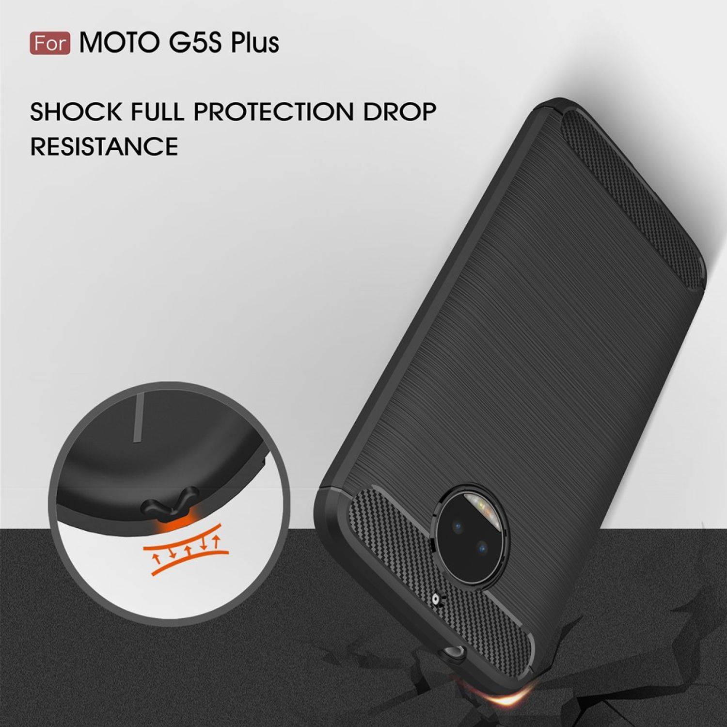Motorola Moto G5S Plus Handyhülle Carbon Optik Backcover Blau