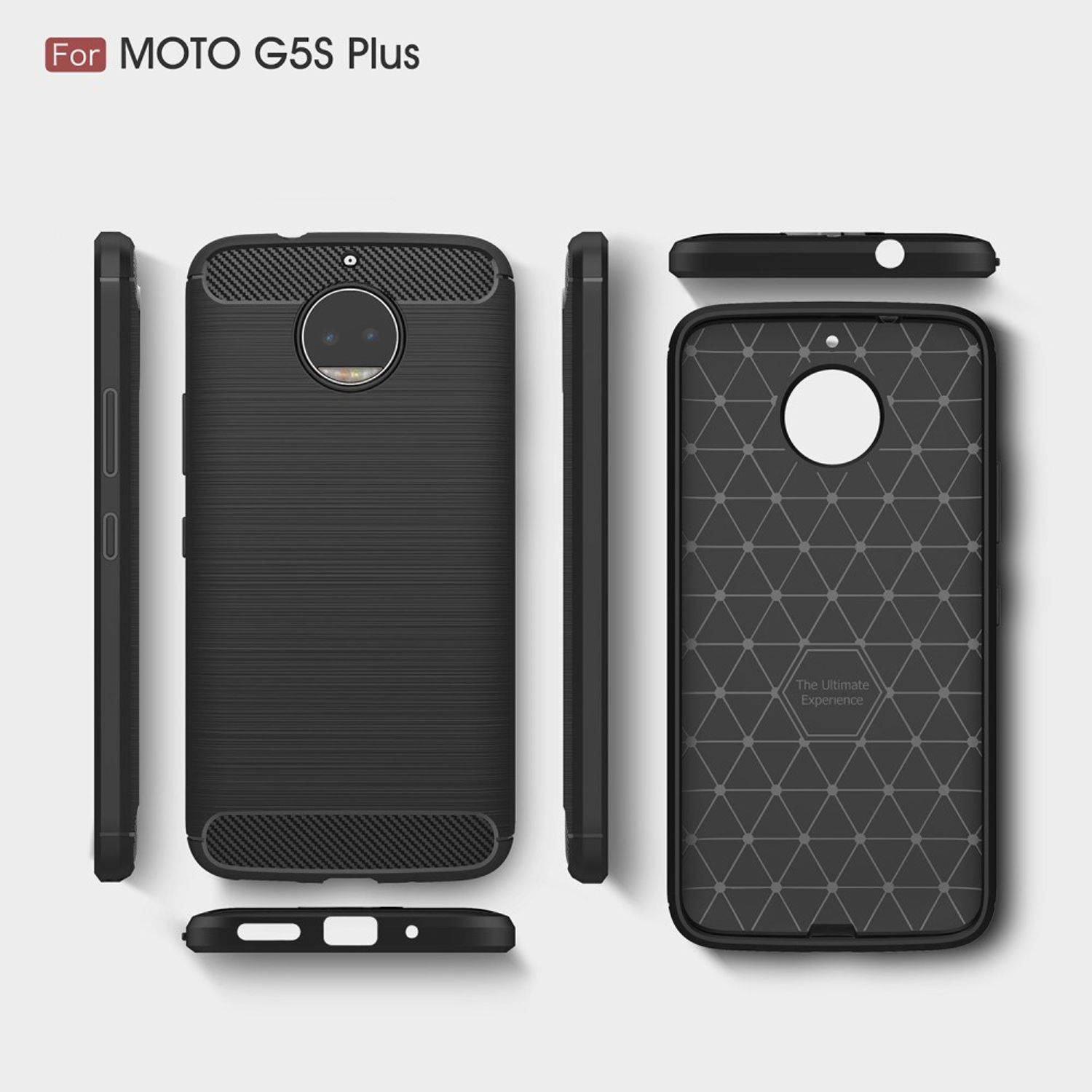 Motorola Moto G5S Plus Handyhülle Carbon Optik Backcover Blau