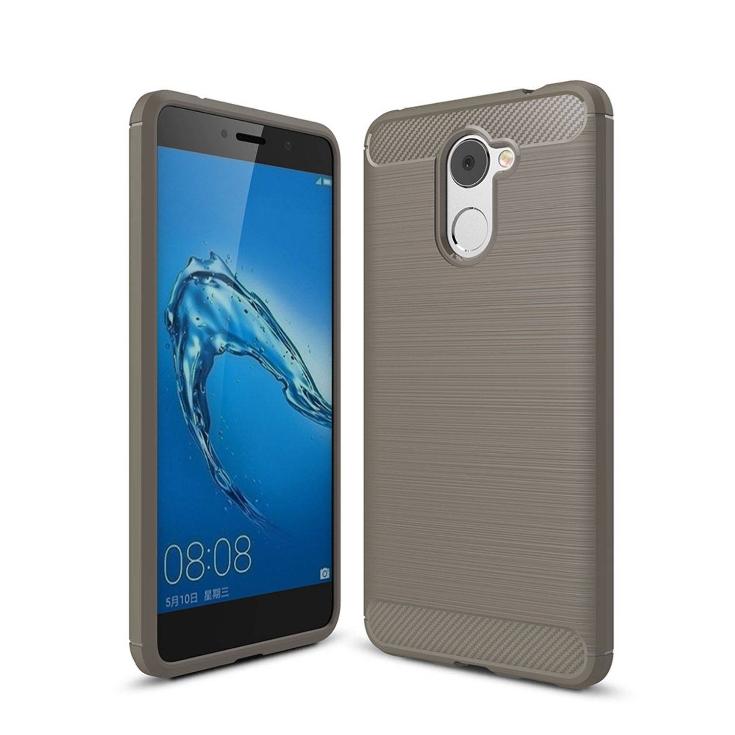 Huawei Y7 Prime Handyhülle Carbon Optik Backcover Grau
