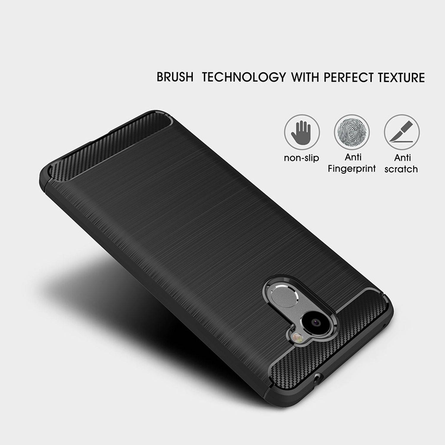 Huawei Y7 Prime Handyhülle Carbon Optik Backcover Grau
