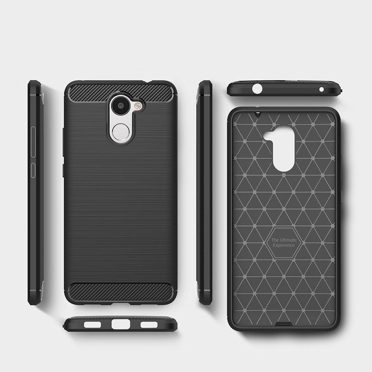 Huawei Y7 Prime Handyhülle Carbon Optik Backcover Grau