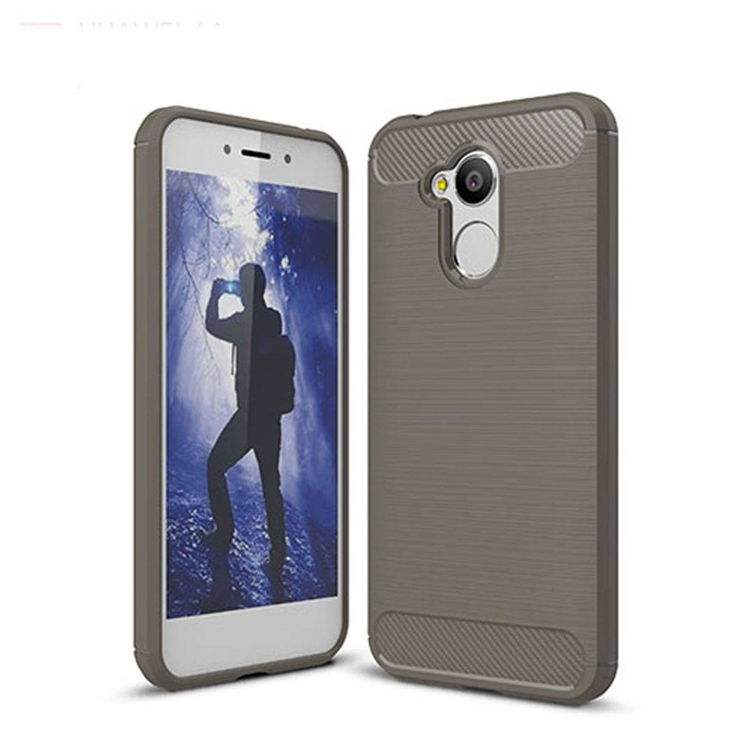 Huawei Honor 6A Pro Handyhülle Carbon Optik Backcover Grau