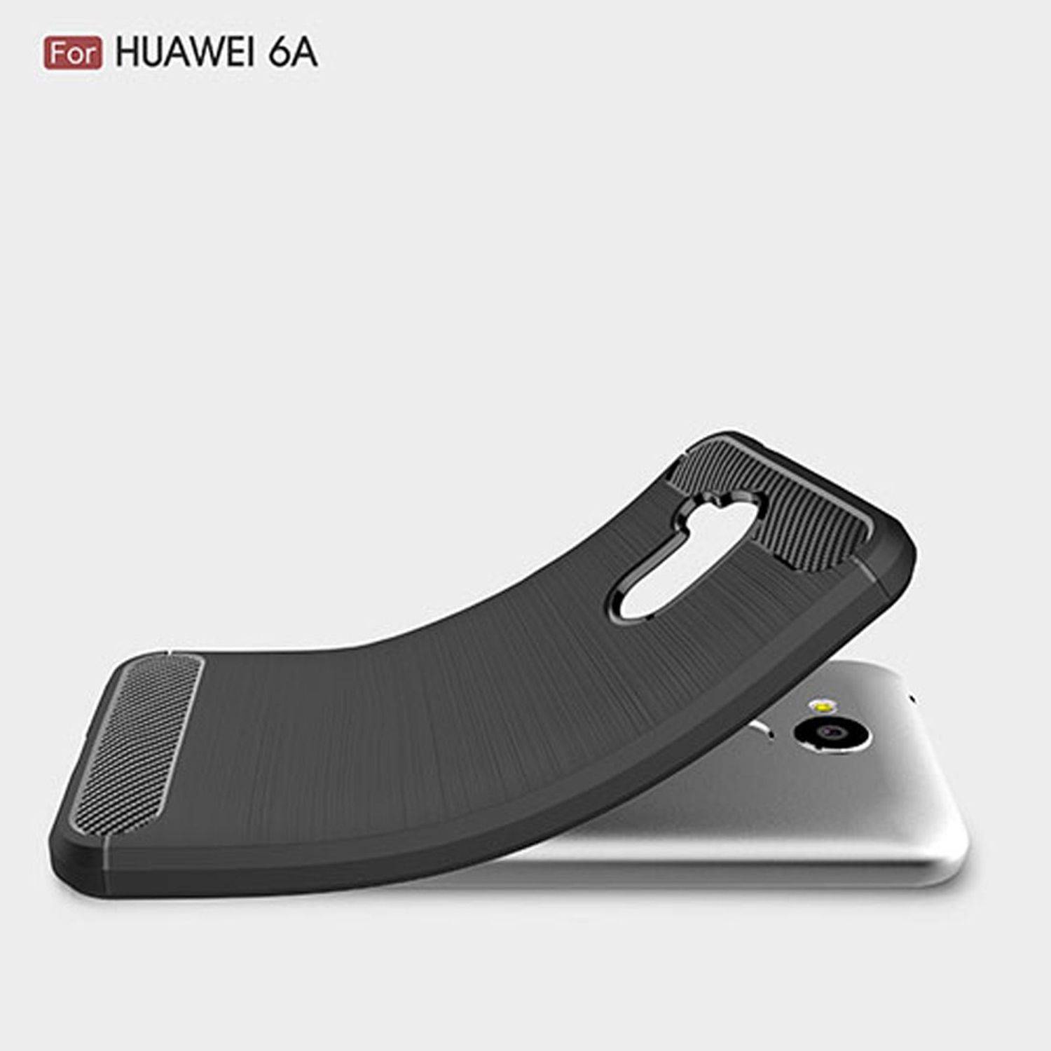 Huawei Honor 6A Pro Handyhülle Carbon Optik Backcover Grau