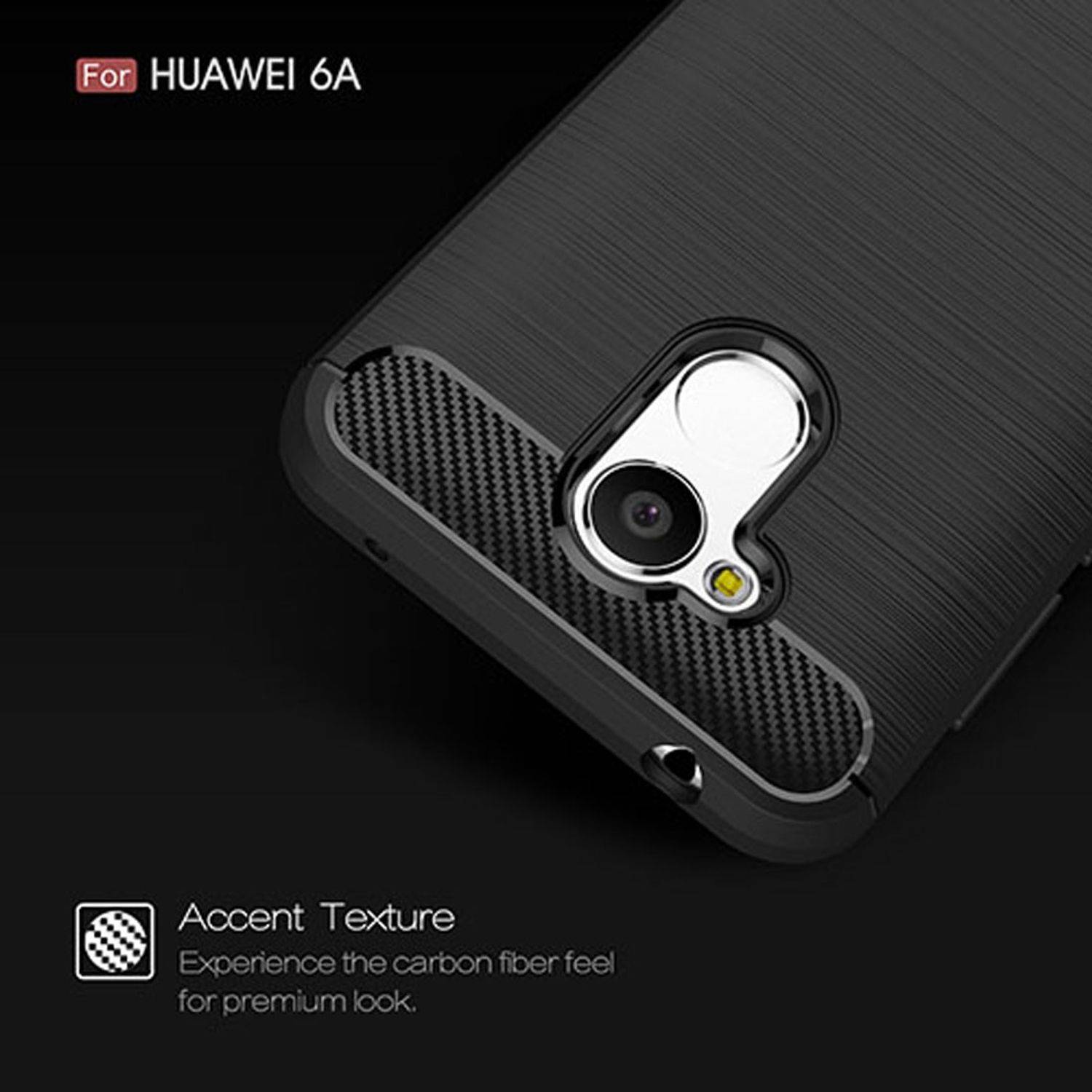 Huawei Honor 6A Pro Handyhülle Carbon Optik Backcover Grau