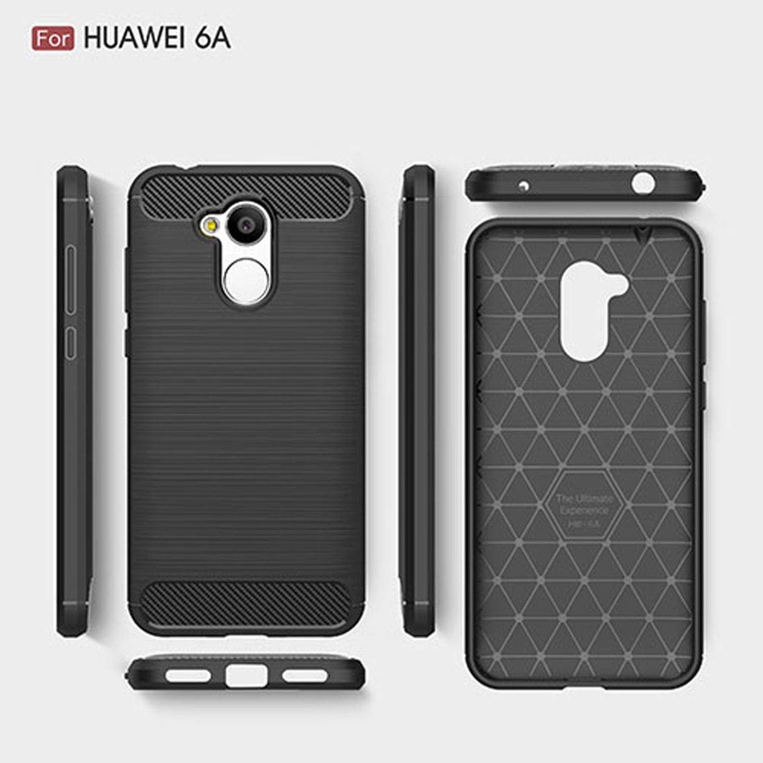 Huawei Honor 6A Pro Handyhülle Carbon Optik Backcover Grau