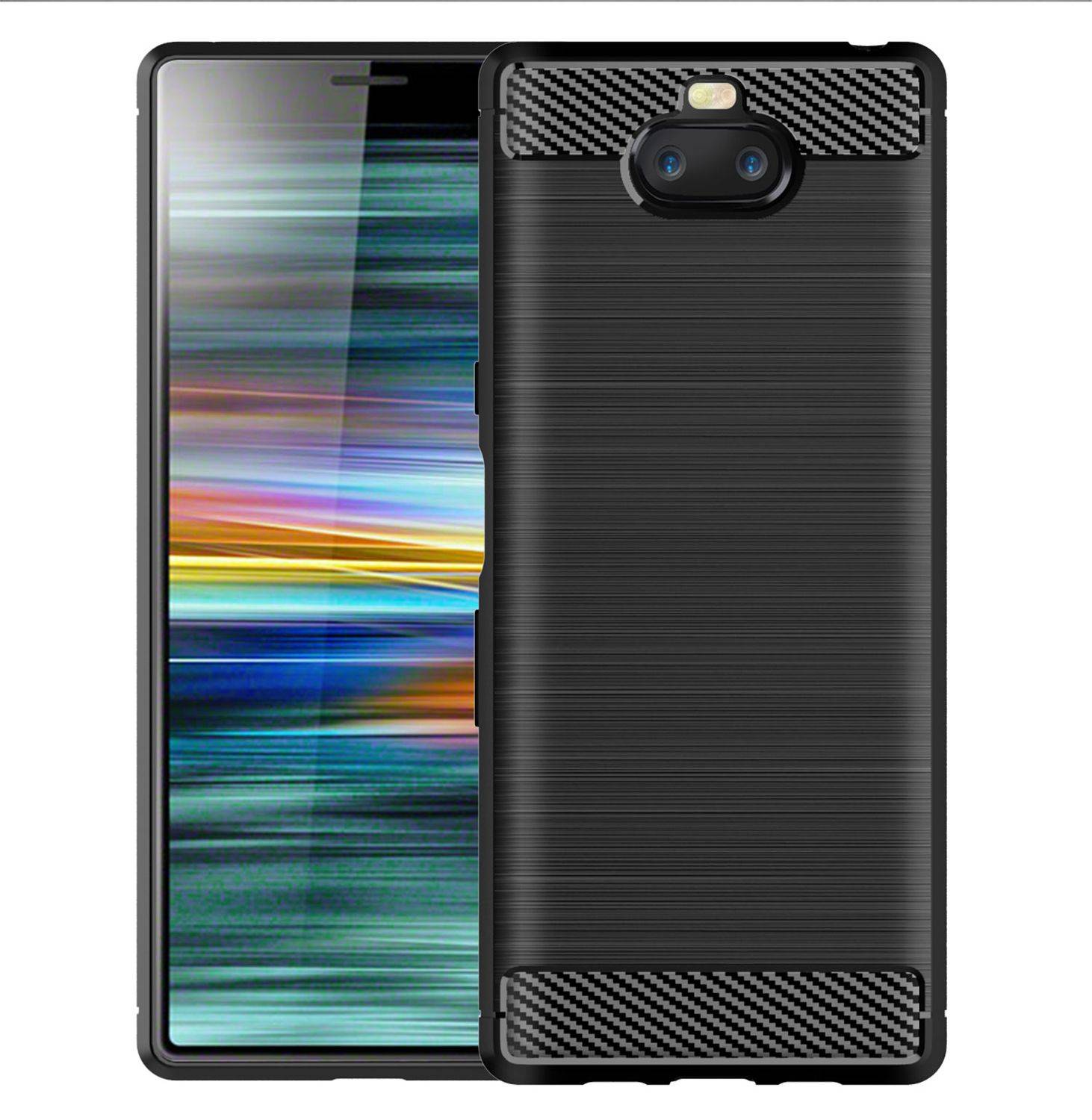 Sony Xperia 8 Handyhülle Carbon Optik Backcover Schwarz