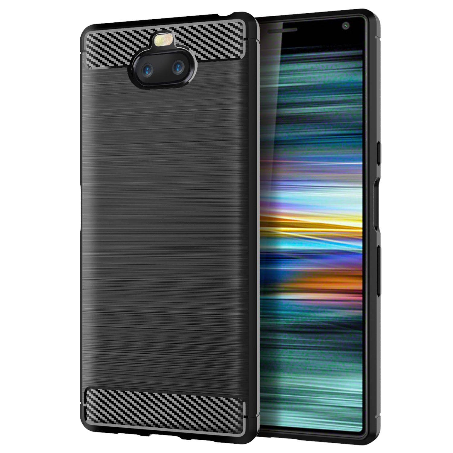 Sony Xperia 8 Handyhülle Carbon Optik Backcover Schwarz