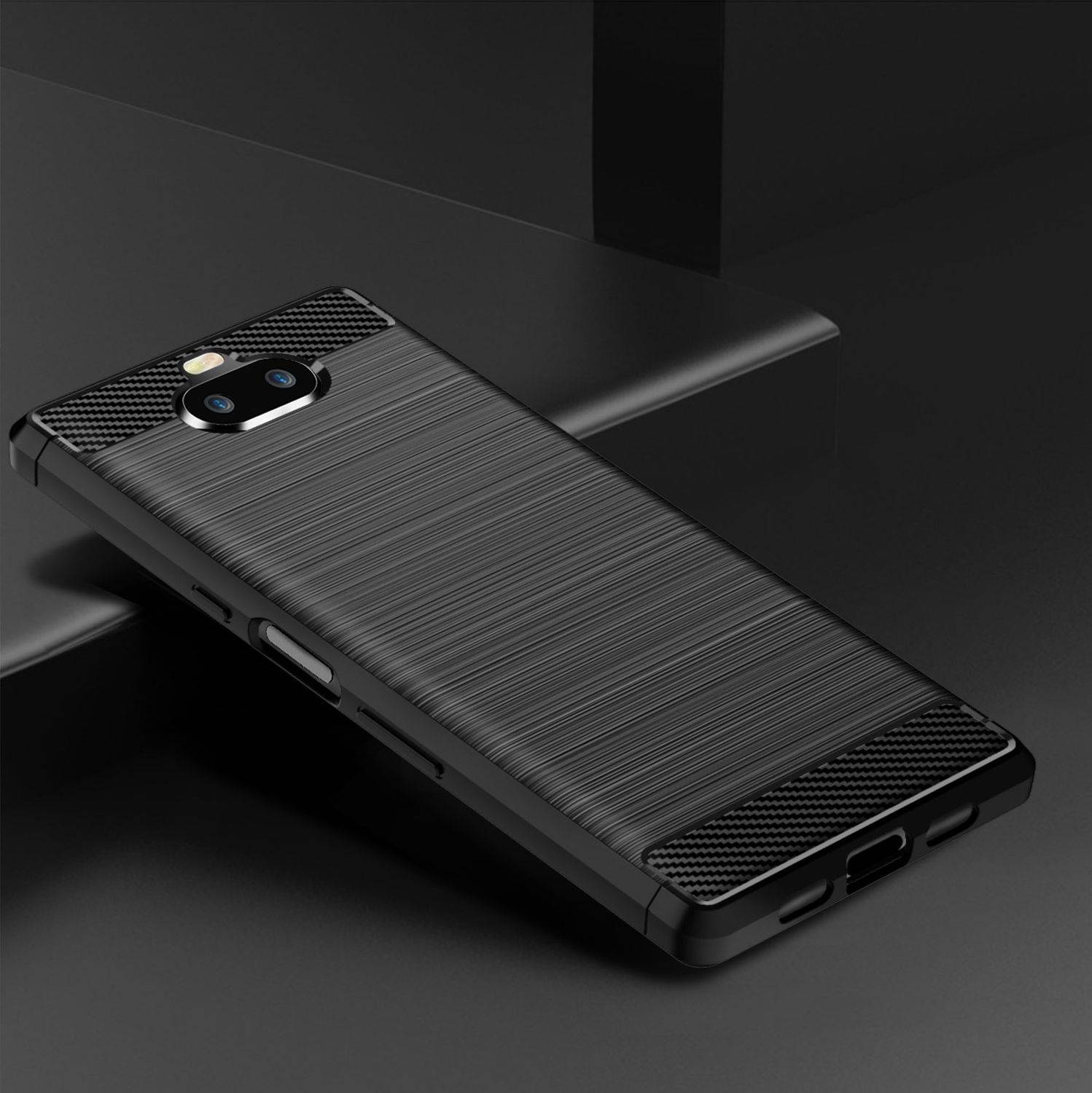 Sony Xperia 8 Handyhülle Carbon Optik Backcover Schwarz