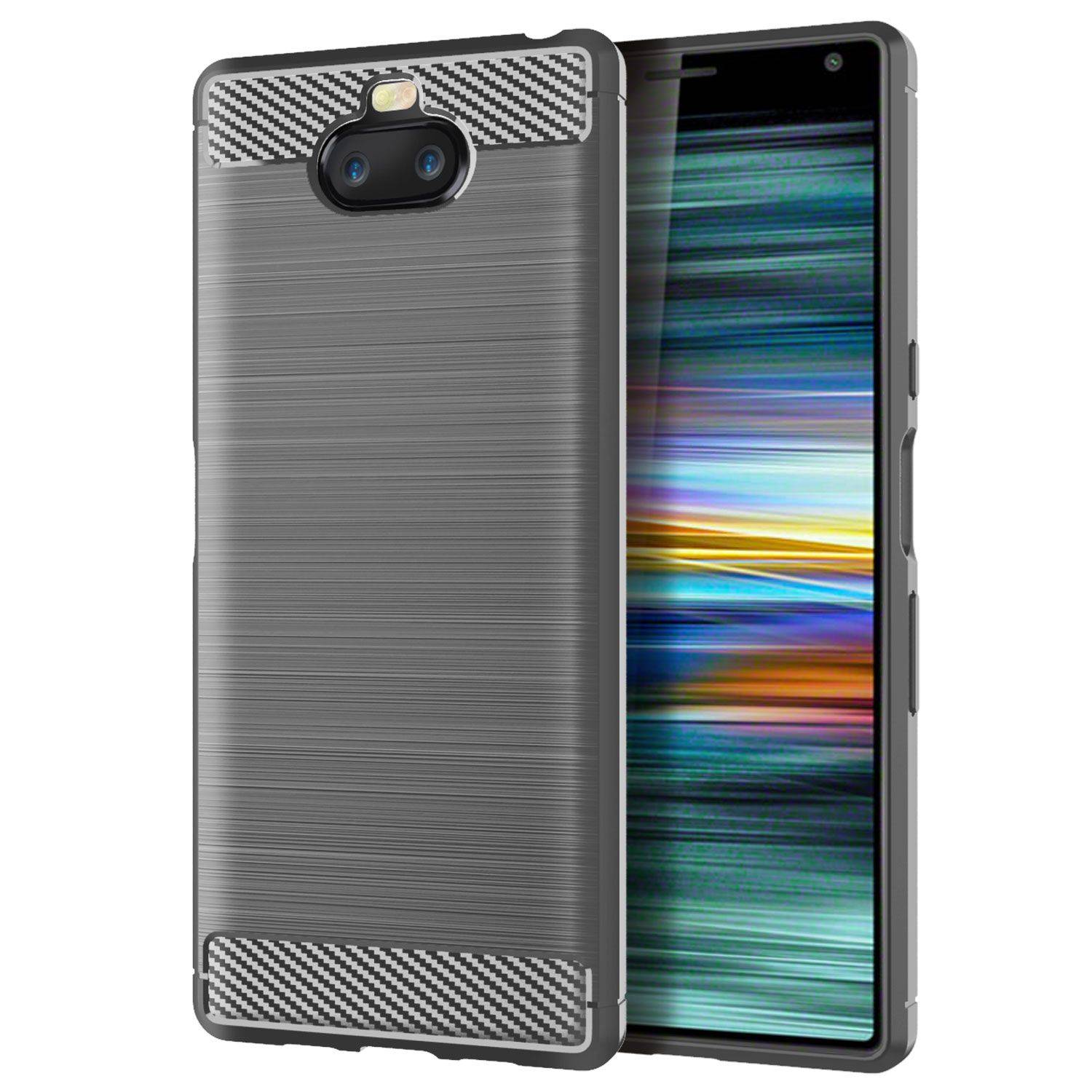 Sony Xperia 8 Handyhülle Carbon Optik Backcover Grau