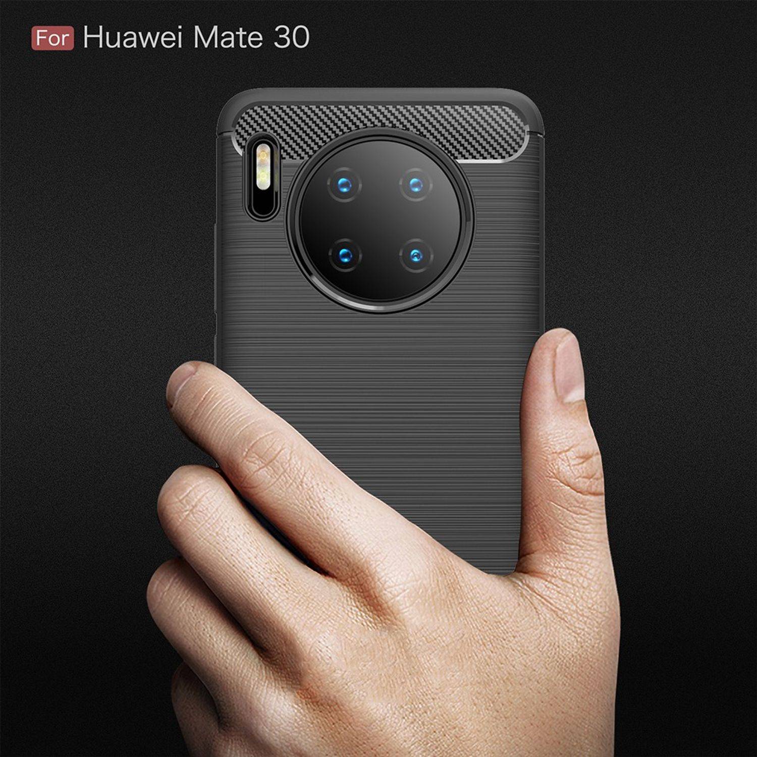 Huawei Mate 30 Handyhülle Carbon Optik Backcover Schwarz