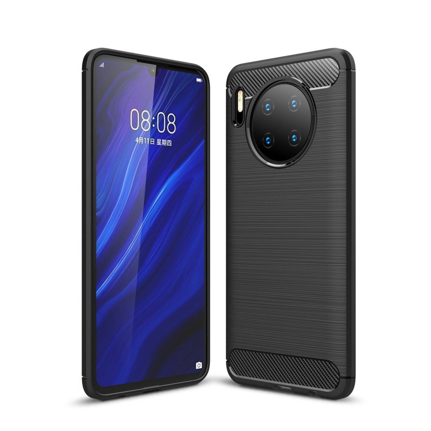 Huawei Mate 30 Handyhülle Carbon Optik Backcover Grau