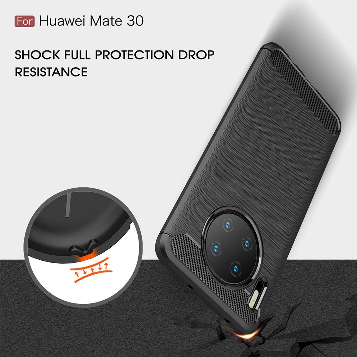 Huawei Mate 30 Handyhülle Carbon Optik Backcover Grau