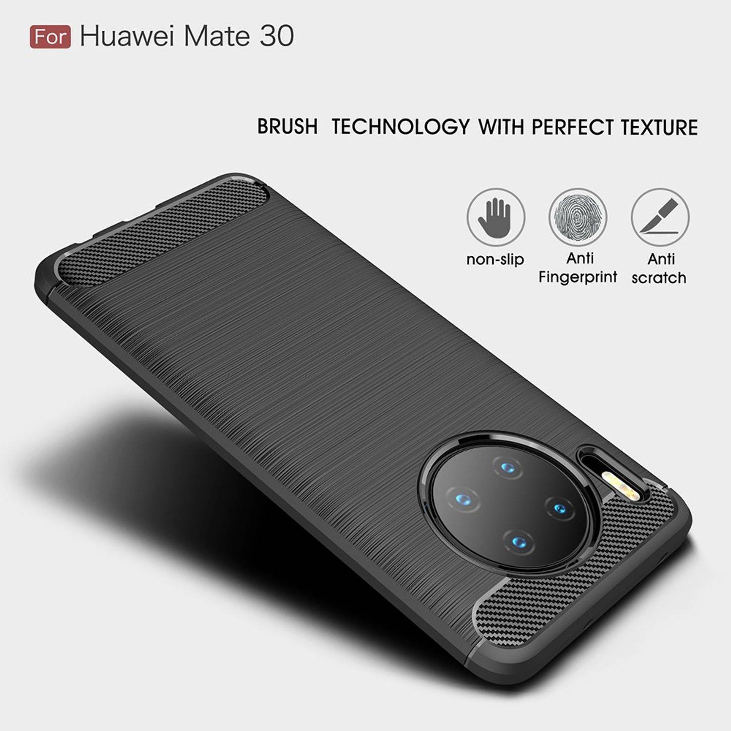 Huawei Mate 30 Handyhülle Carbon Optik Backcover Grau