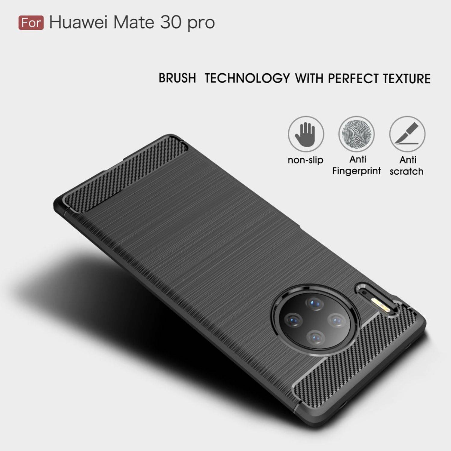 Huawei Mate 30 Pro Handyhülle Carbon Optik Backcover Schwarz