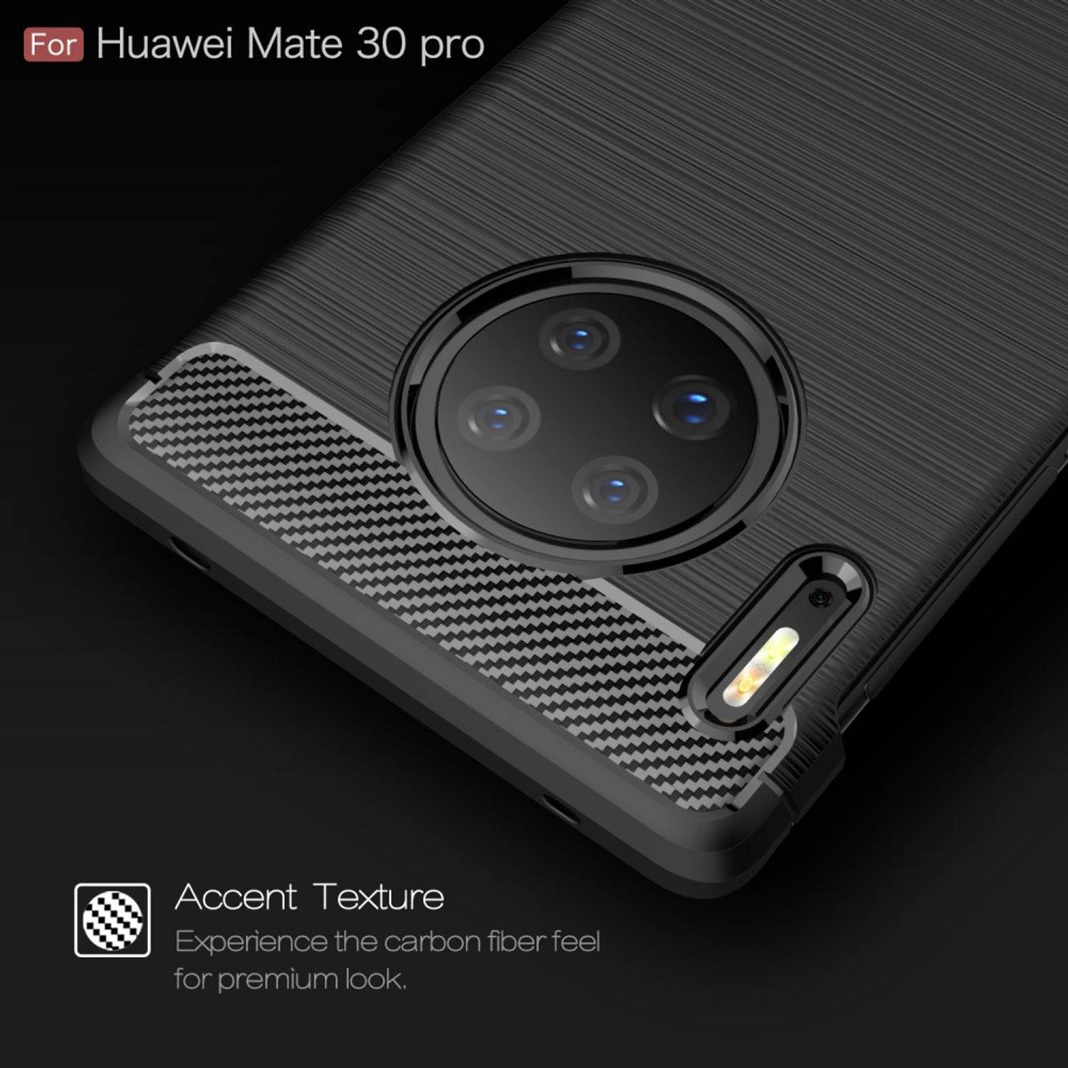 Huawei Mate 30 Pro Handyhülle Carbon Optik Backcover Schwarz