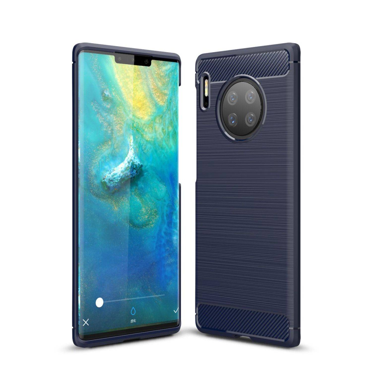 Huawei Mate 30 Pro Handyhülle Carbon Optik Backcover Blau