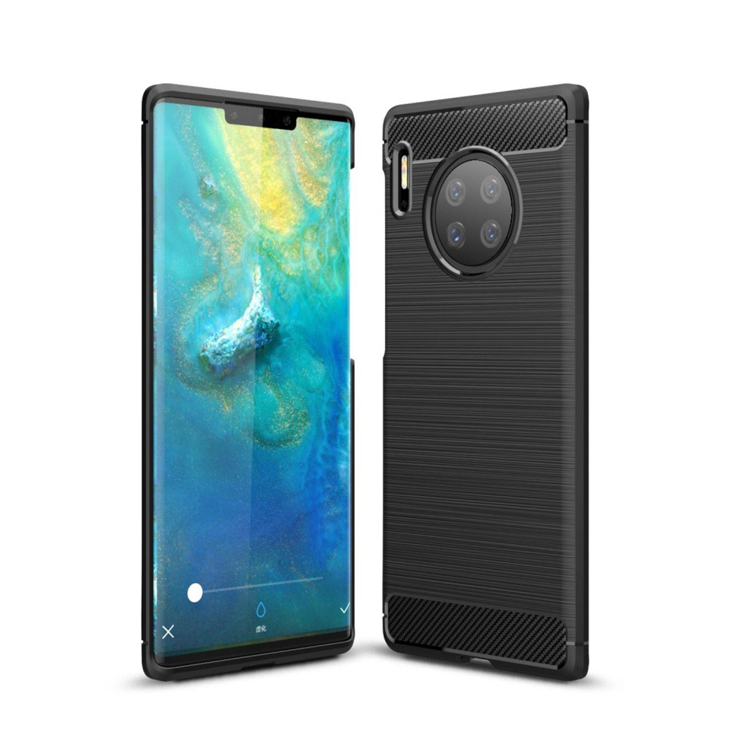 Huawei Mate 30 Pro Handyhülle Carbon Optik Backcover Grau