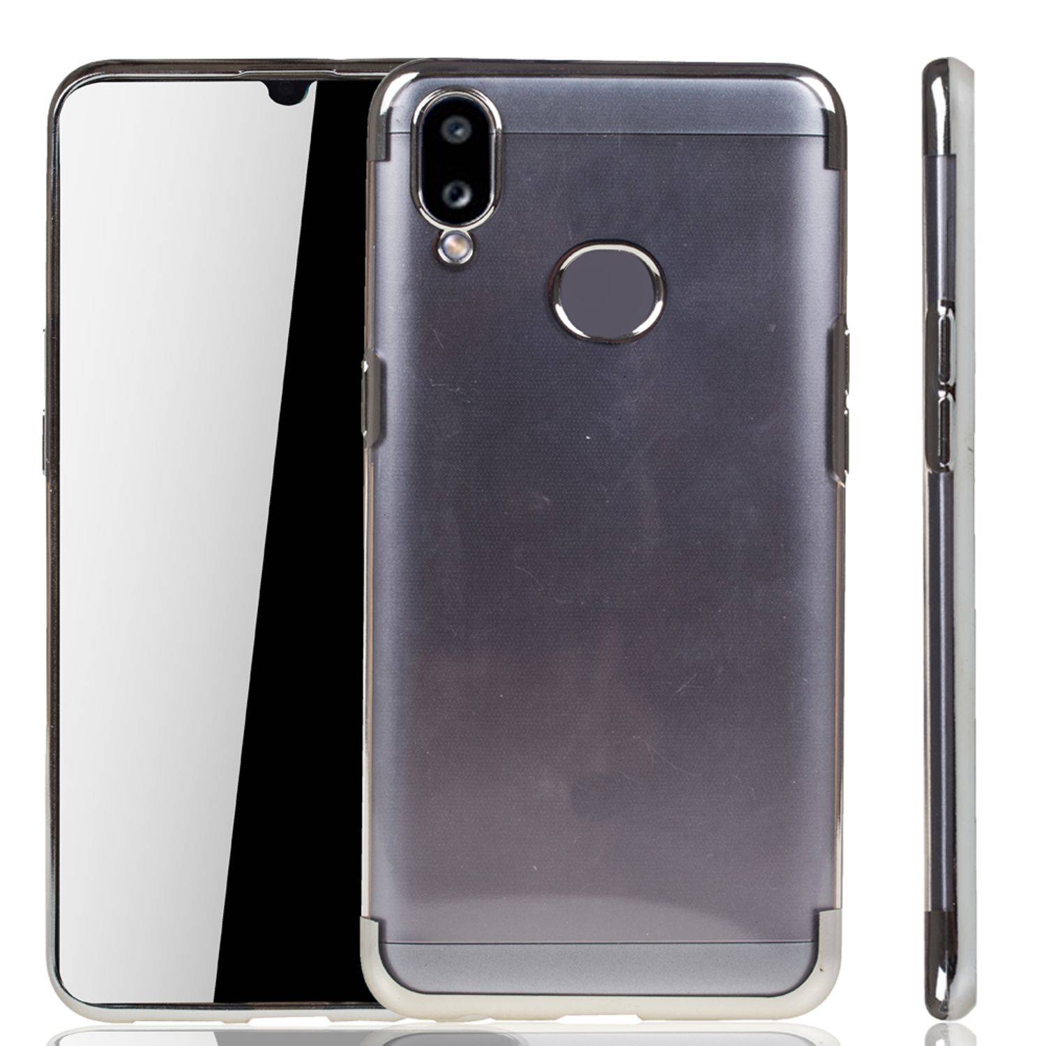 Samsung Galaxy A10s Handyhülle Bumper Backcover Silber