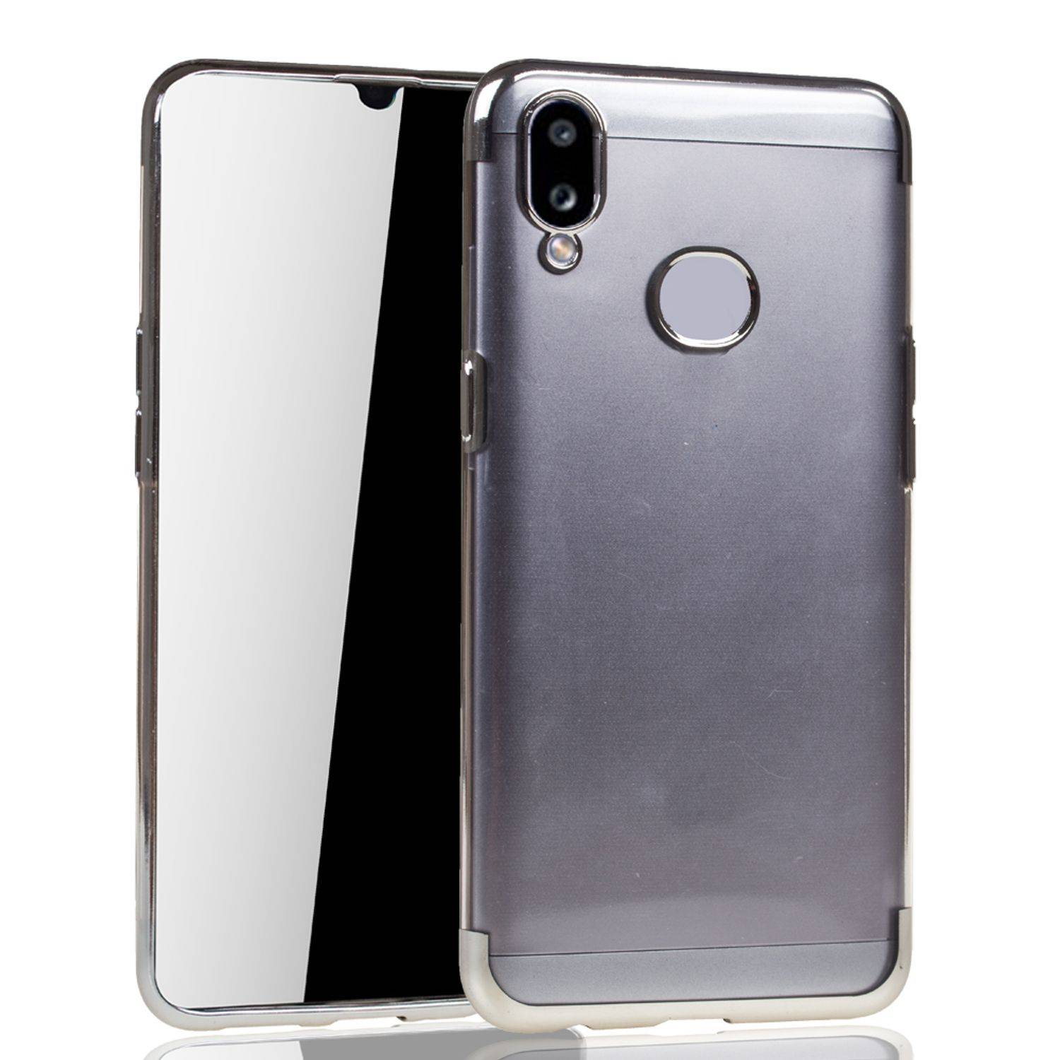 Samsung Galaxy A10s Handyhülle Bumper Backcover Silber