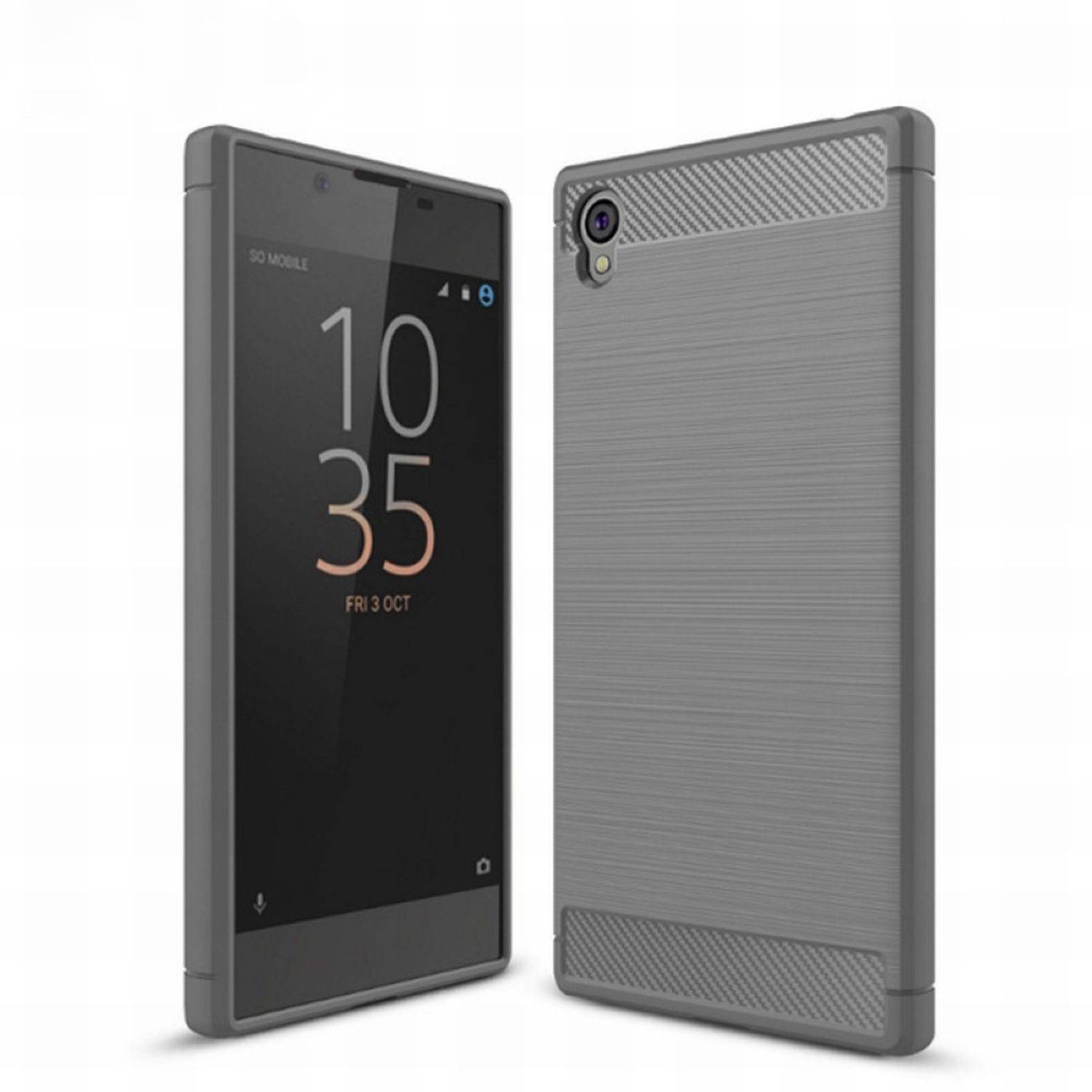 Sony Xperia E6 Handyhülle Carbon Optik Backcover Grau