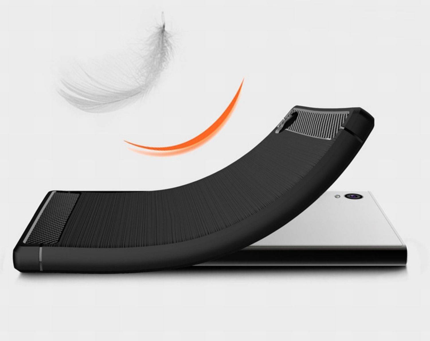 Sony Xperia E6 Handyhülle Carbon Optik Backcover Grau