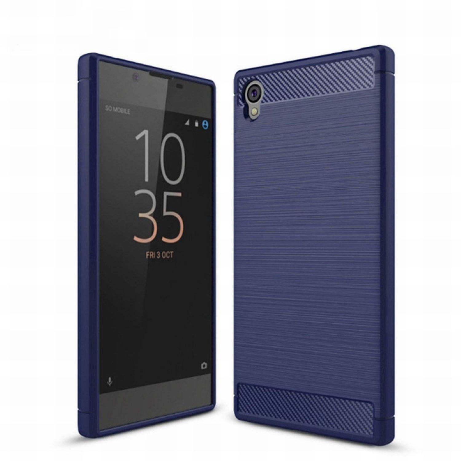 Sony Xperia E6 Handyhülle Carbon Optik Backcover Blau