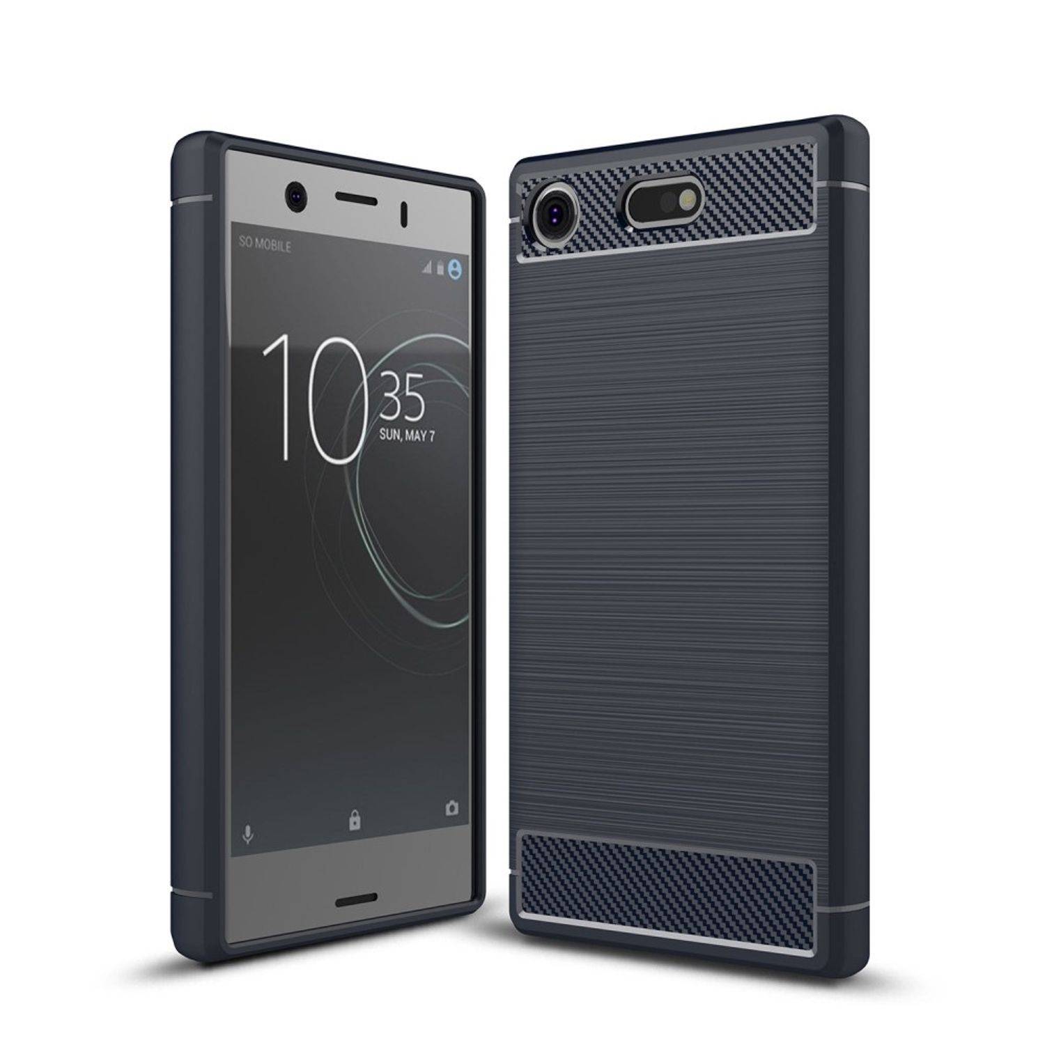 Sony Xperia XZ1 Mini Handyhülle Carbon Optik Backcover Blau