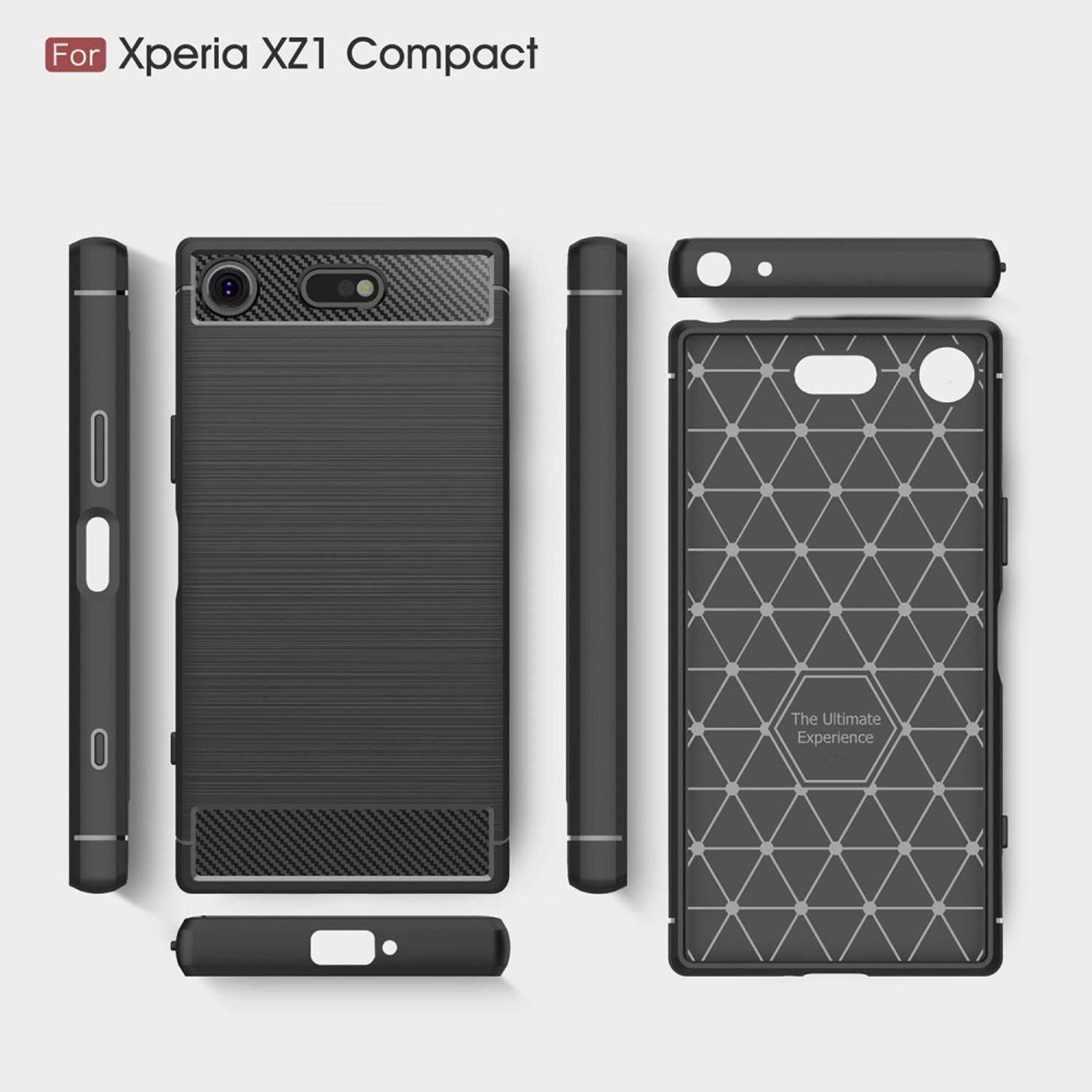 Sony Xperia XZ1 Mini Handyhülle Carbon Optik Backcover Blau
