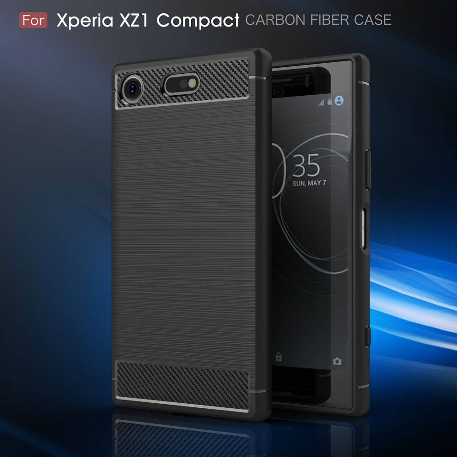 Sony Xperia XZ1 Mini Handyhülle Carbon Optik Backcover Schwarz
