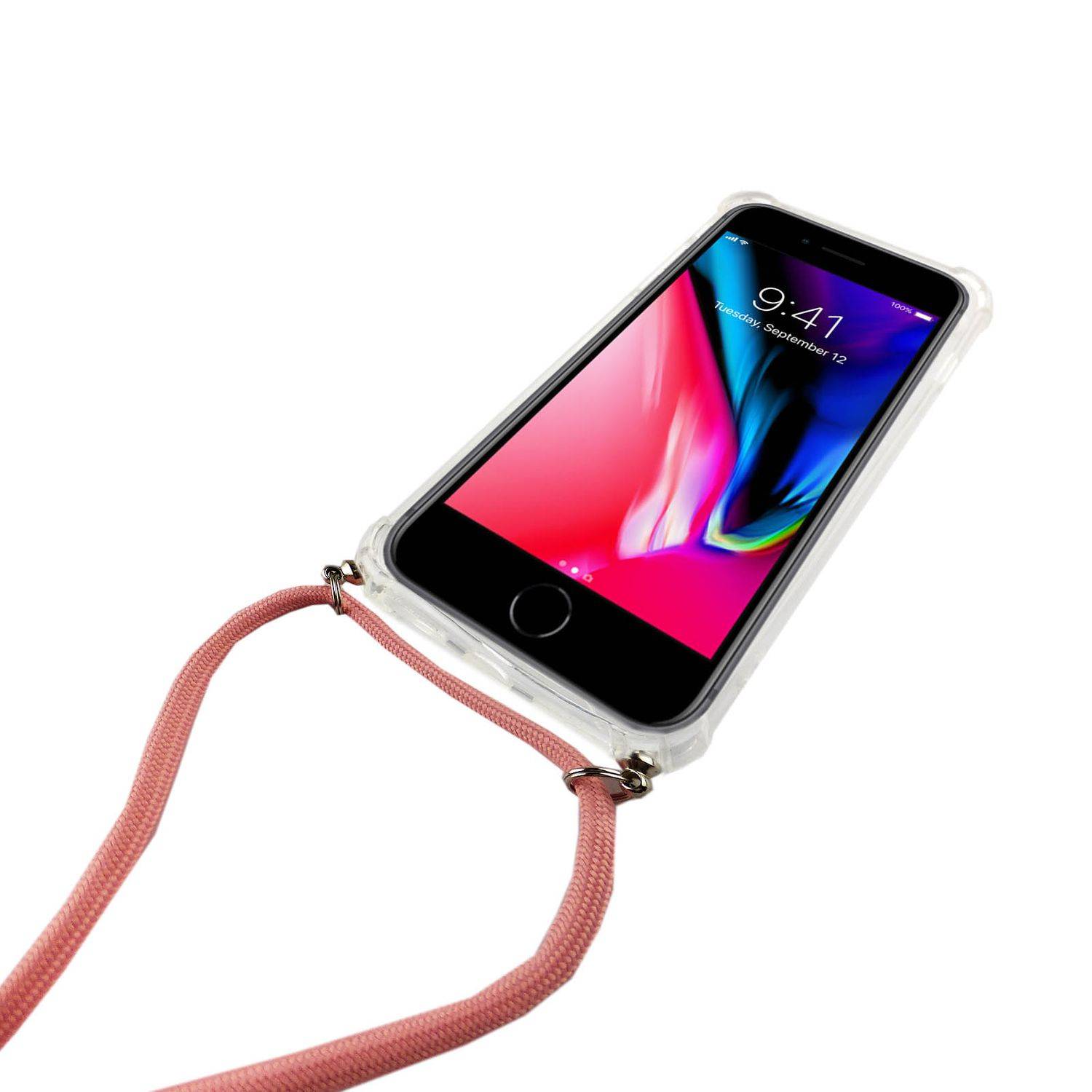 Apple iPhone 7 Plus / iPhone 8 Plus Handykette Handyhülle Umhängetasche Transparent