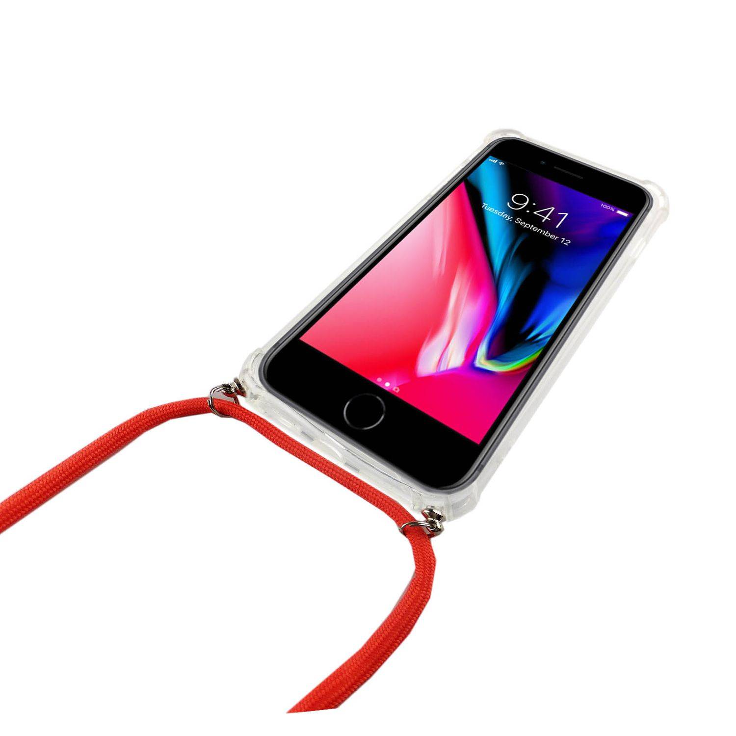 Apple iPhone 7 Plus / iPhone 8 Plus Handykette Handyhülle Umhängetasche Transparent