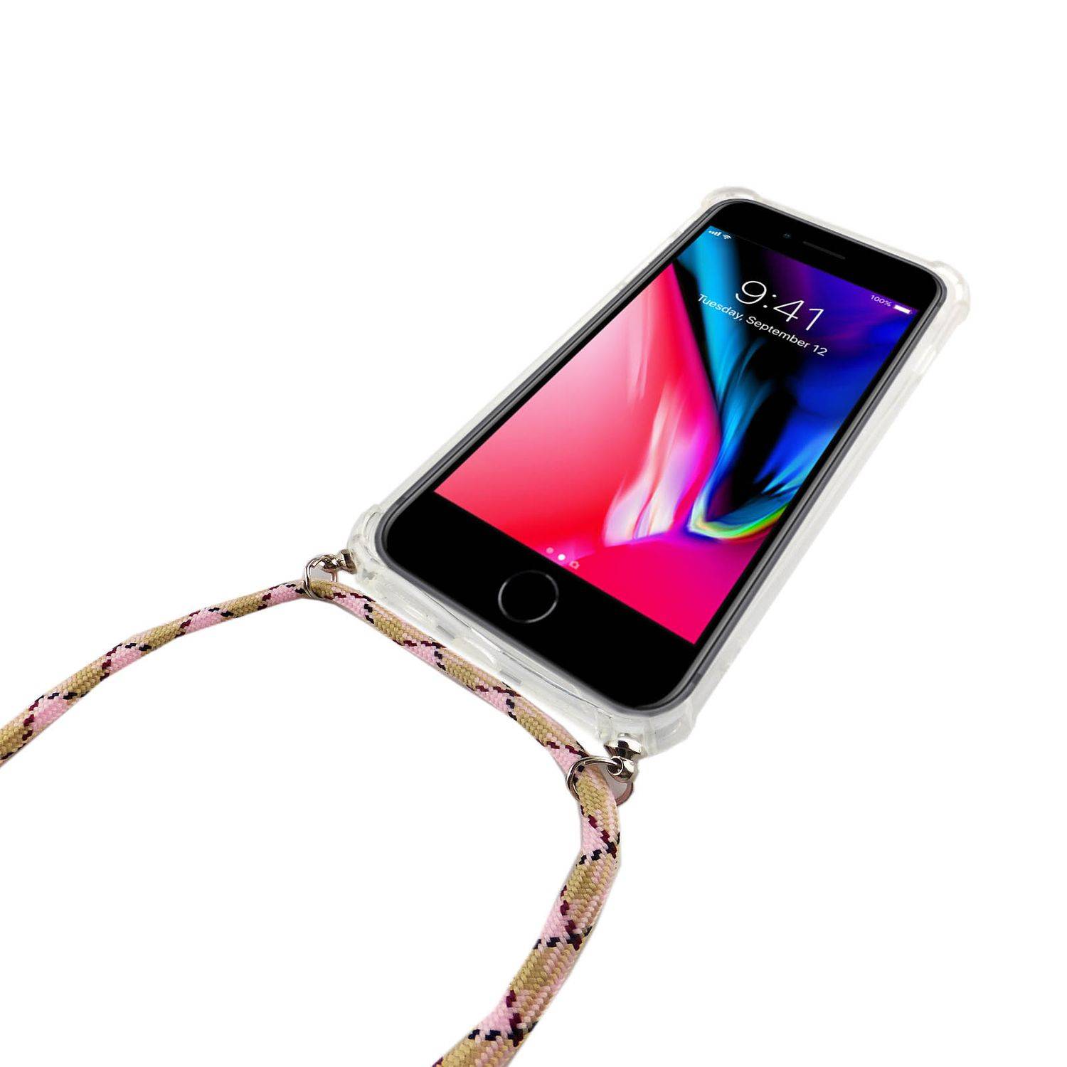 Apple iPhone 7 Plus / iPhone 8 Plus Handykette Handyhülle Umhängetasche Transparent